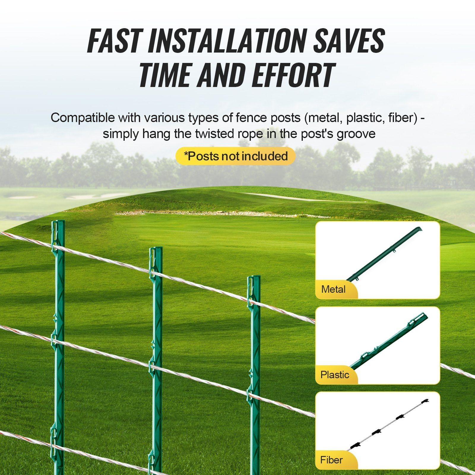 800m 3/32in High-Visibility Polywire: 9-Metal-Strand, UV/Rust Resistant