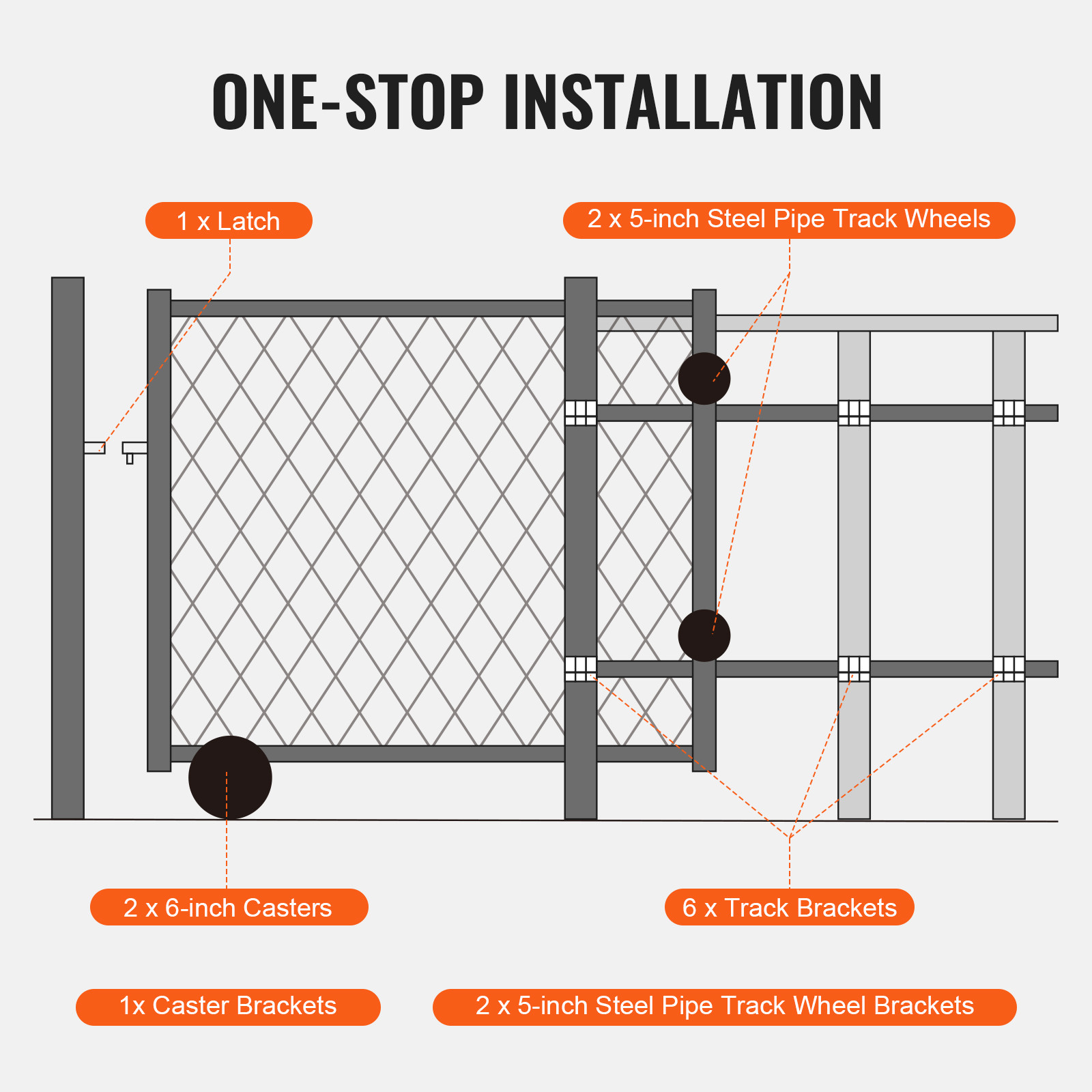 VEVOR Sliding Gate Kit 6” Heavy Duty Sliding Rollers for Tracks Max.600LBS