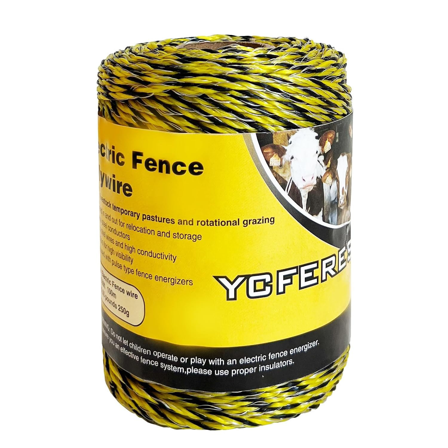 Upgraded Electric Fence Polywire 330 Feet，100 Meter，6 Stainless Steel Strands fo