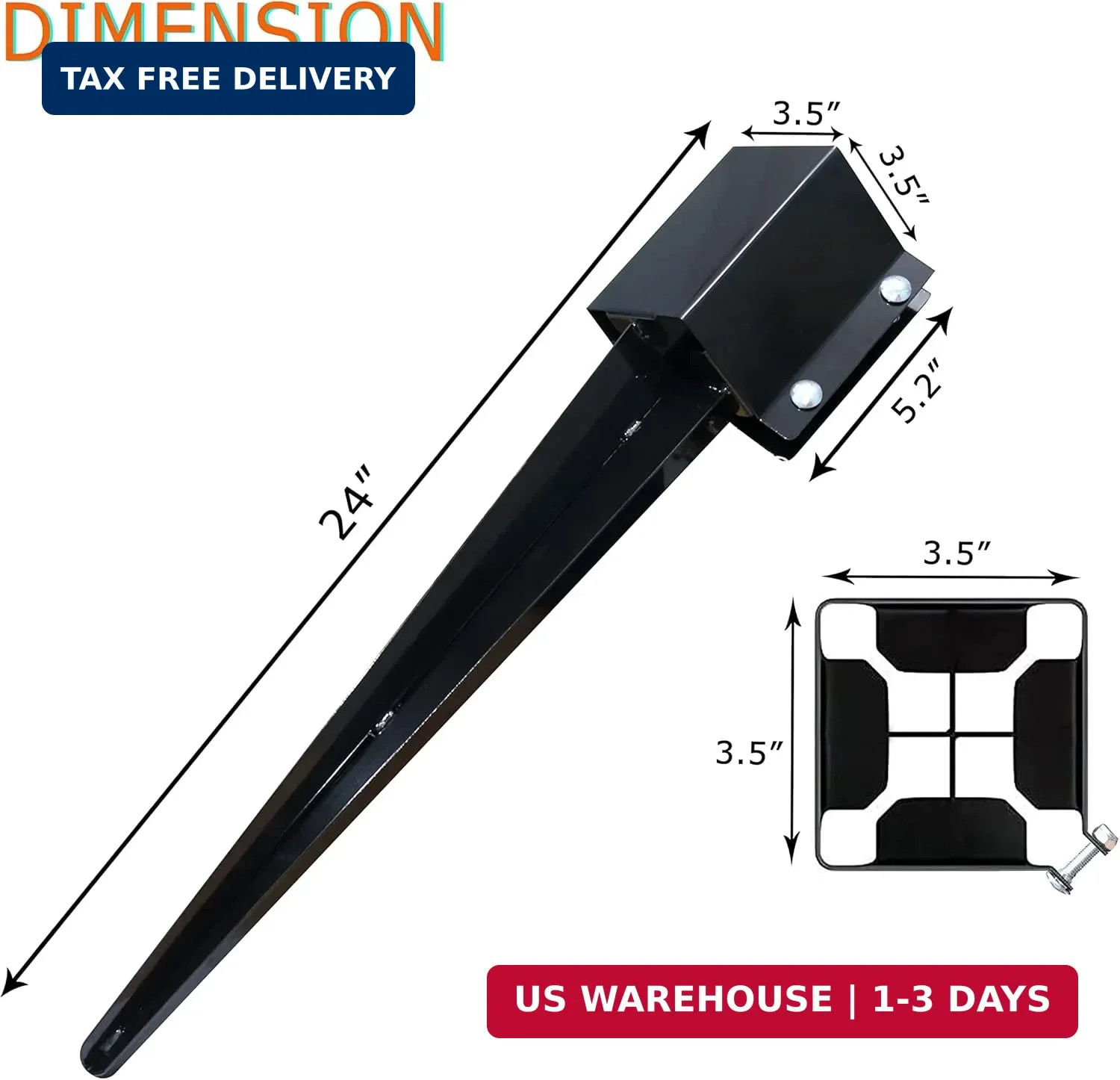 Fence Post Anchor 4”x4”, Heavy Duty Metal Fence Post Anchor Ground Spike 4”x4