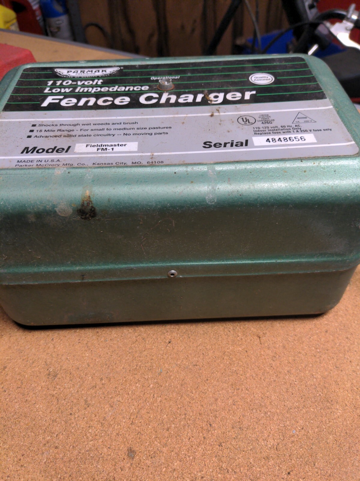 PARMAK FIELDMASTER FM-1 PRECISION 110V Low Impedence FENCE CHARGER 15 mile range
