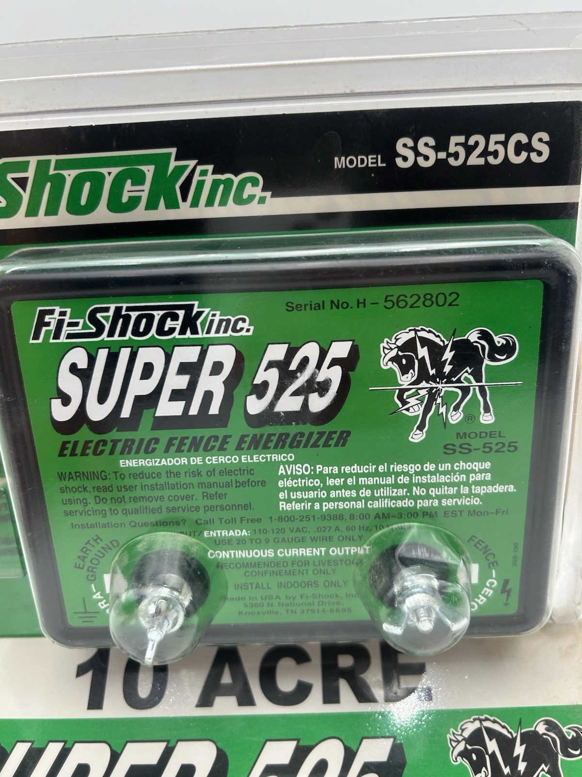 NEW Fi-Shock Super 525 SS-525CS 10 Acre Electric Fence Energizer 120V