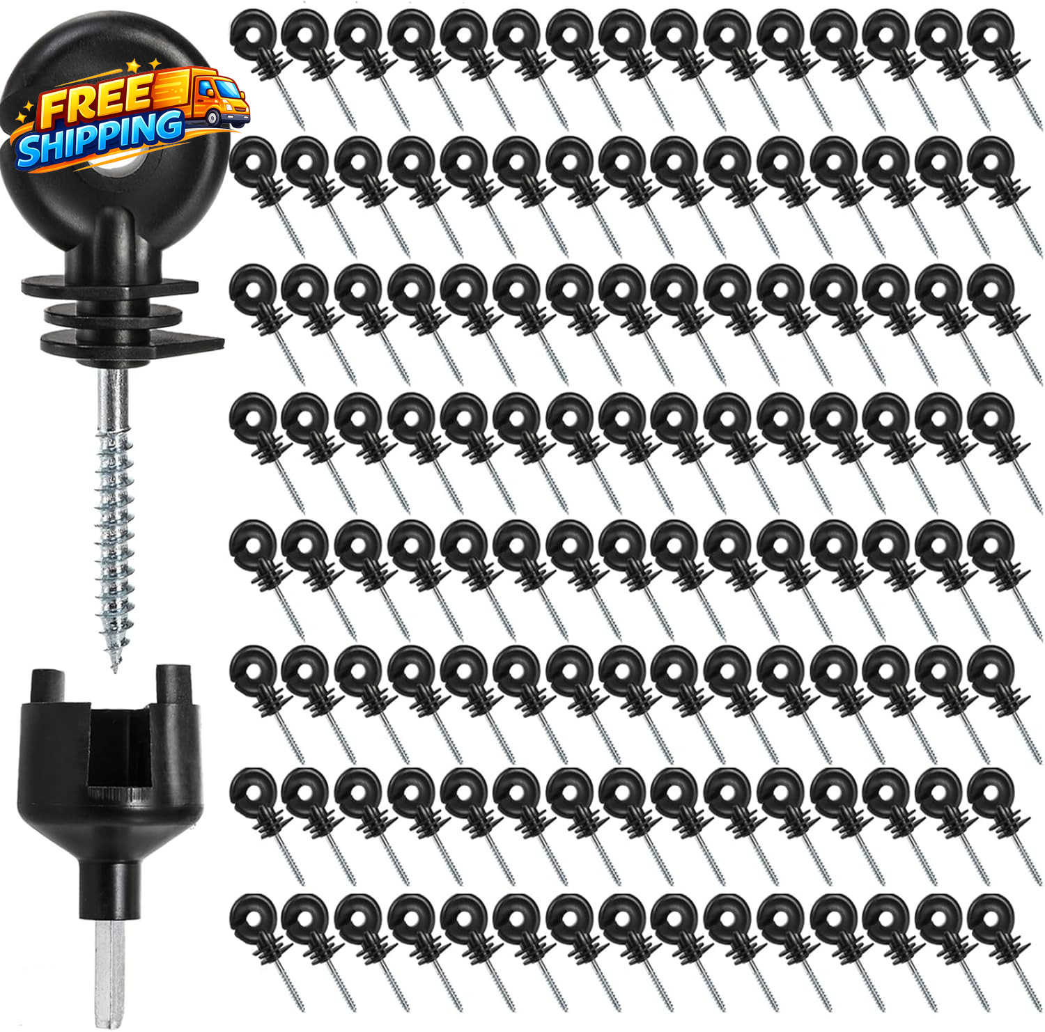 120 Pack Electric Fence Insulator Fence Ring Post Insulator Screw-In Insulator