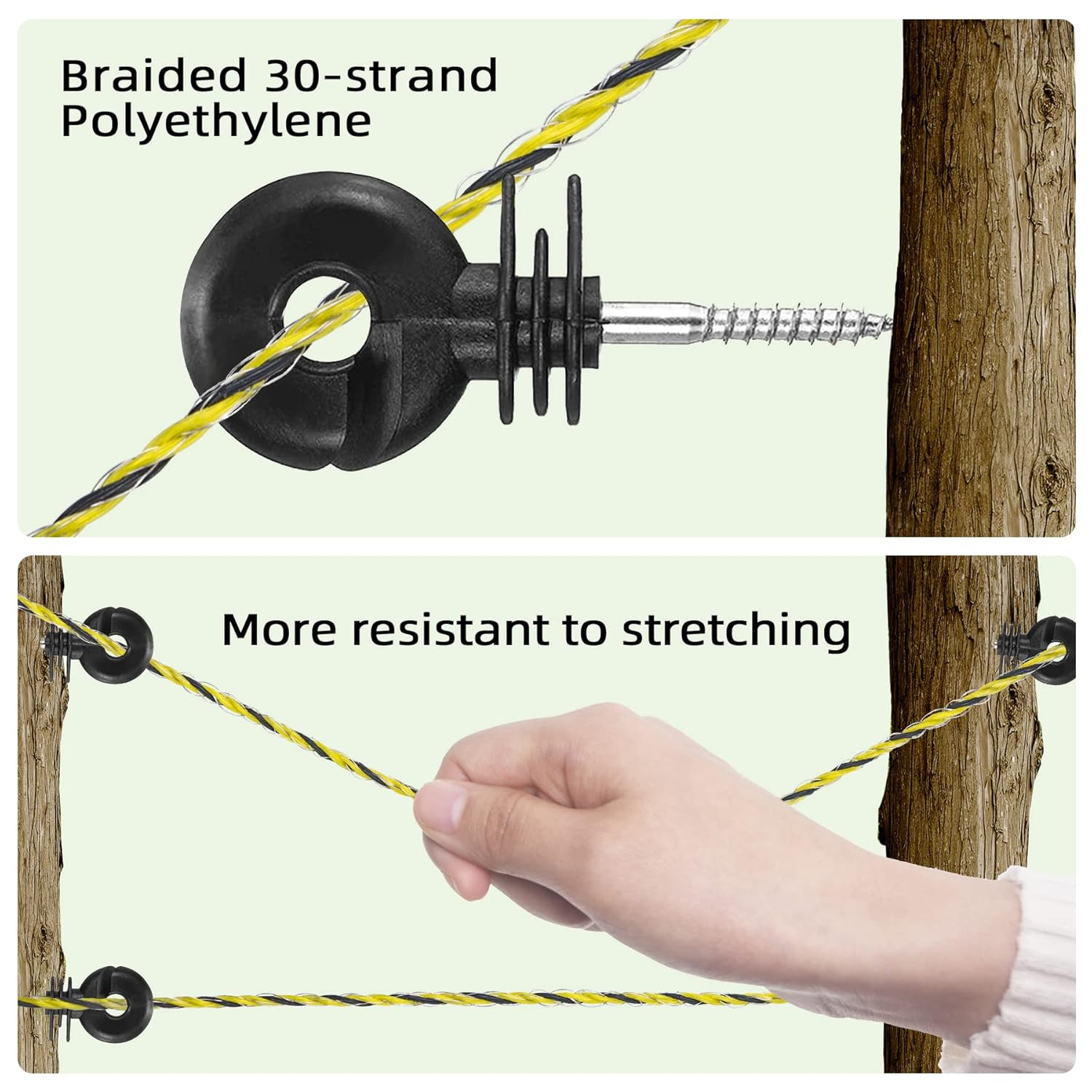 Upgraded Electric Fence Poly Wire 1312 Feet 400 Meters, 9 Stainless Steel Str…