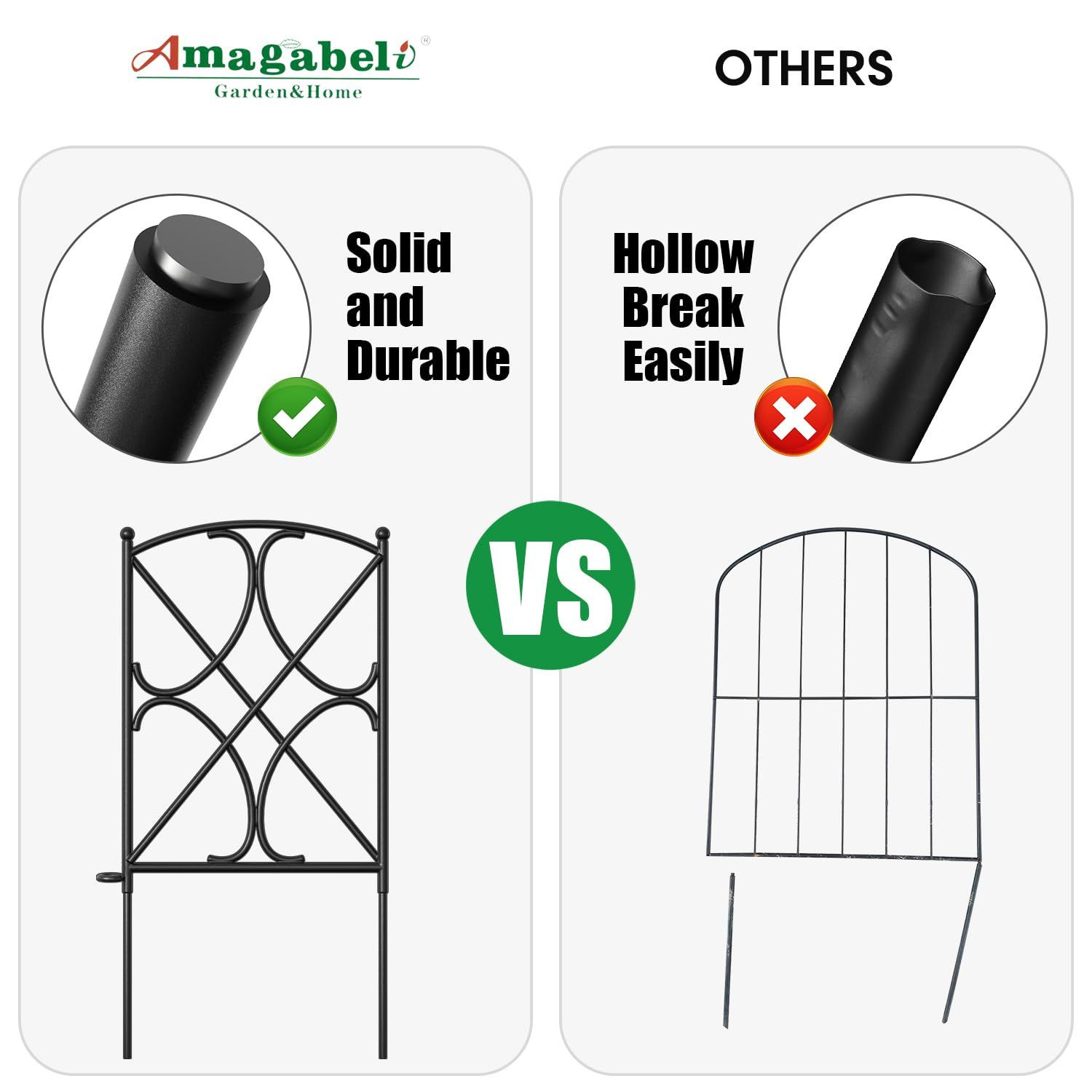AMAGABELI GARDEN & HOME 10 Panels 24in(H) X 10ft(L), Black Diamond
