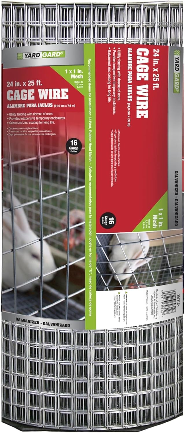 YARDGARD – 1 in. Mesh Welded Wire Fence – 16‑Gauge – 24 in. x 25 ft. Galvaniz…