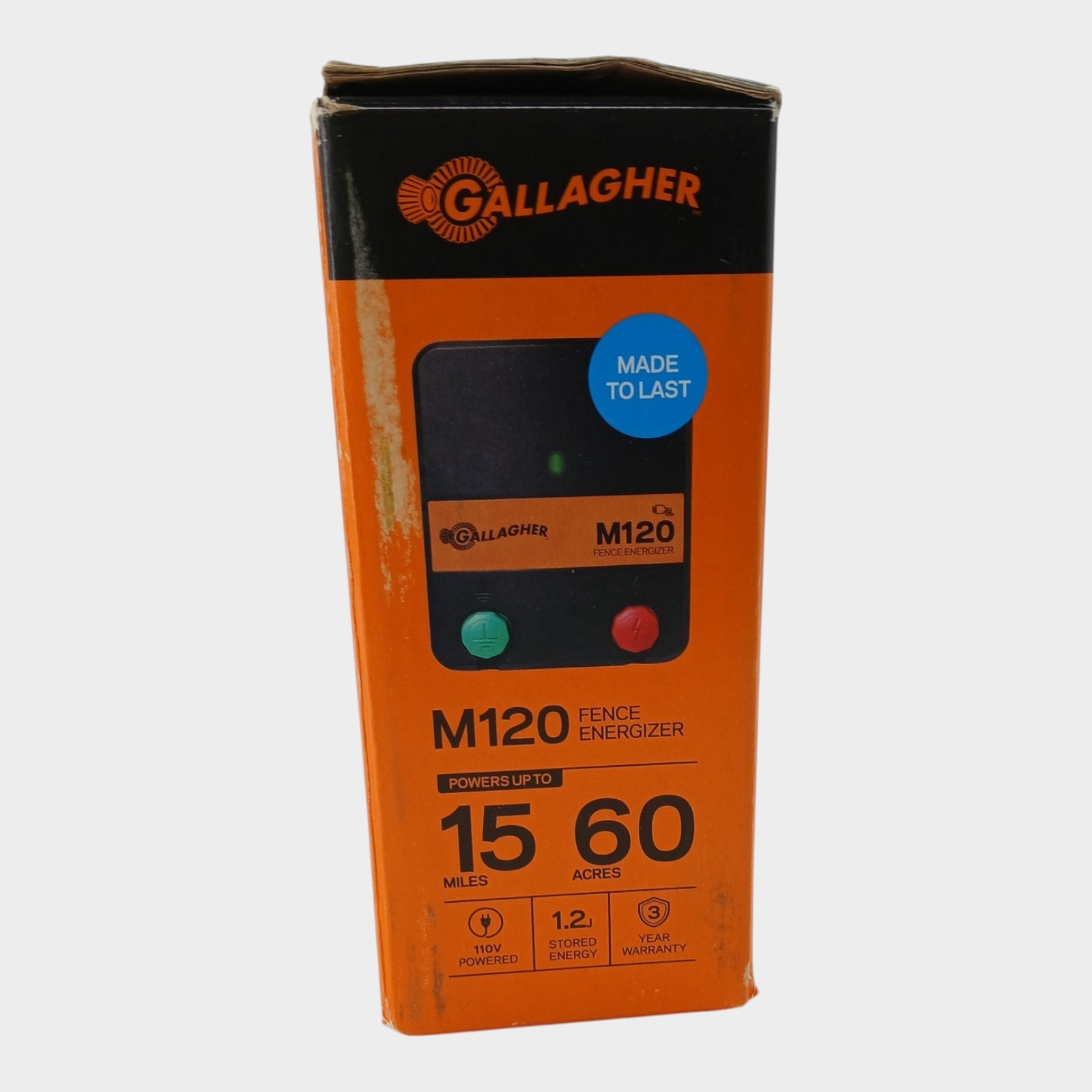 Gallagher M120 Electric Fence Charger Power Up to 15 Miles 60 Acres of Clean Fen