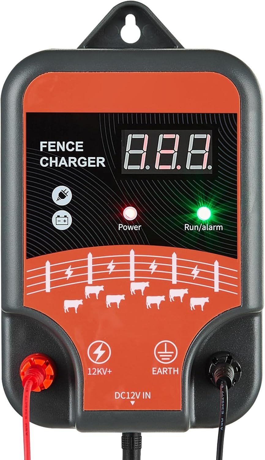 VEVOR Electric Fence Charger, 10kV 3J, AC DC Electric Fence Energizer with LED I