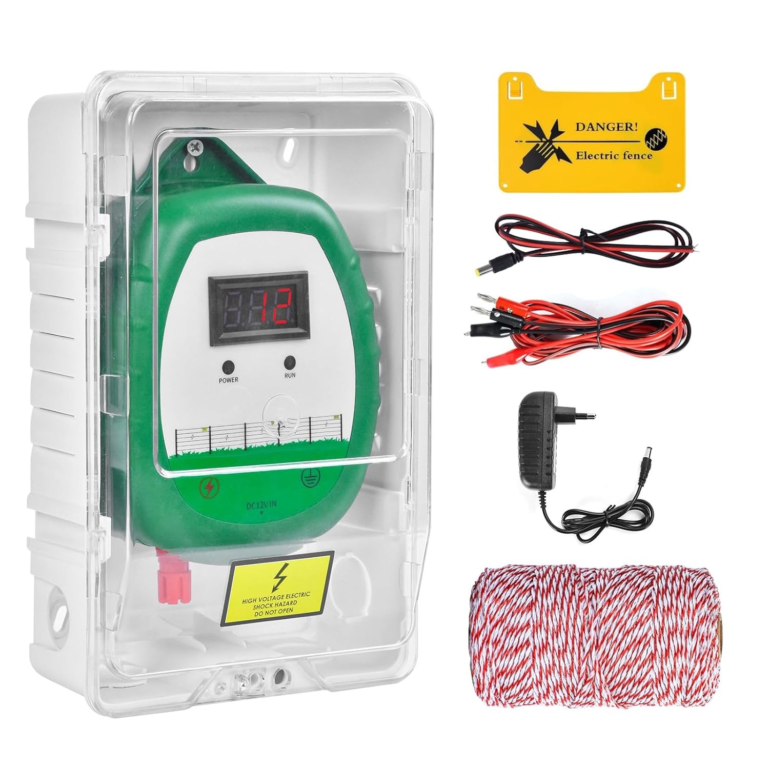 10KM/6.2Miles Electronic Fence Kit Electronic Fence Charger for Livestock, Sheep