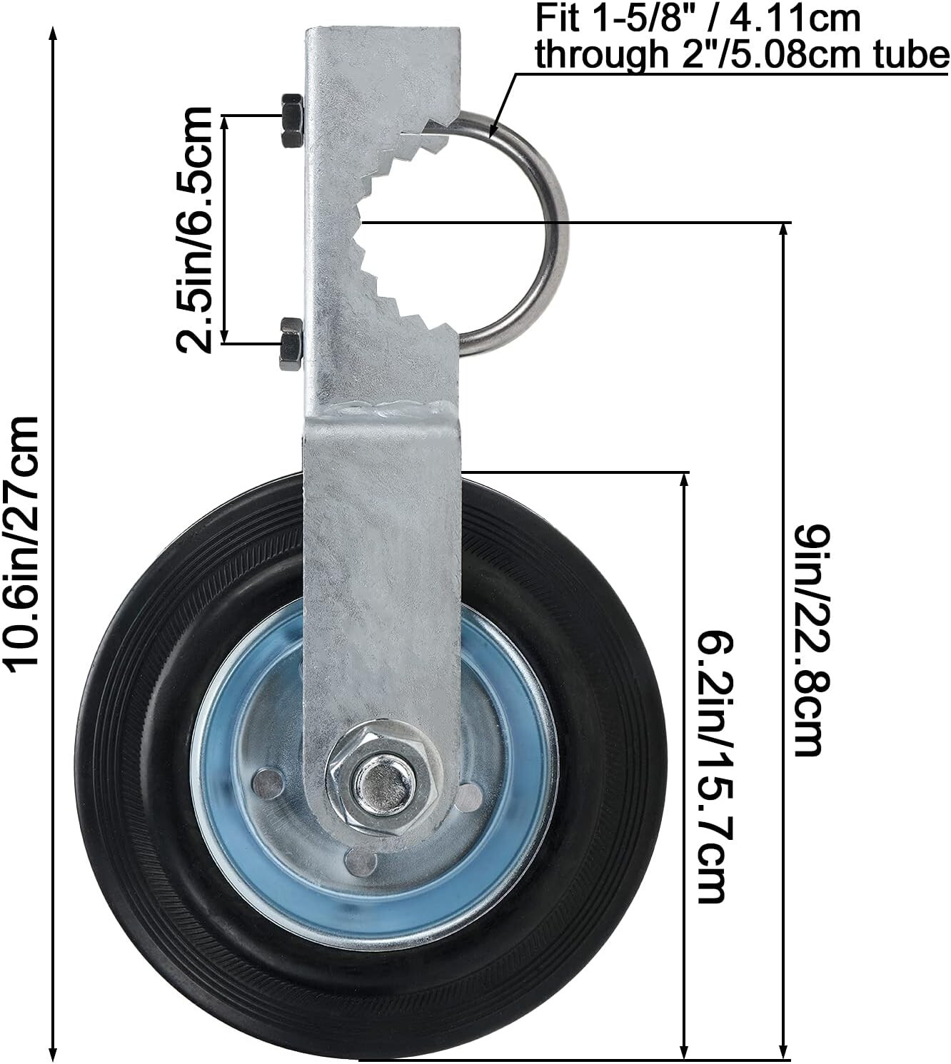 Gate Helper Wheel 1 5/8″ Thru 2″ Gate Frames 6″ Metal Swing Gate Support