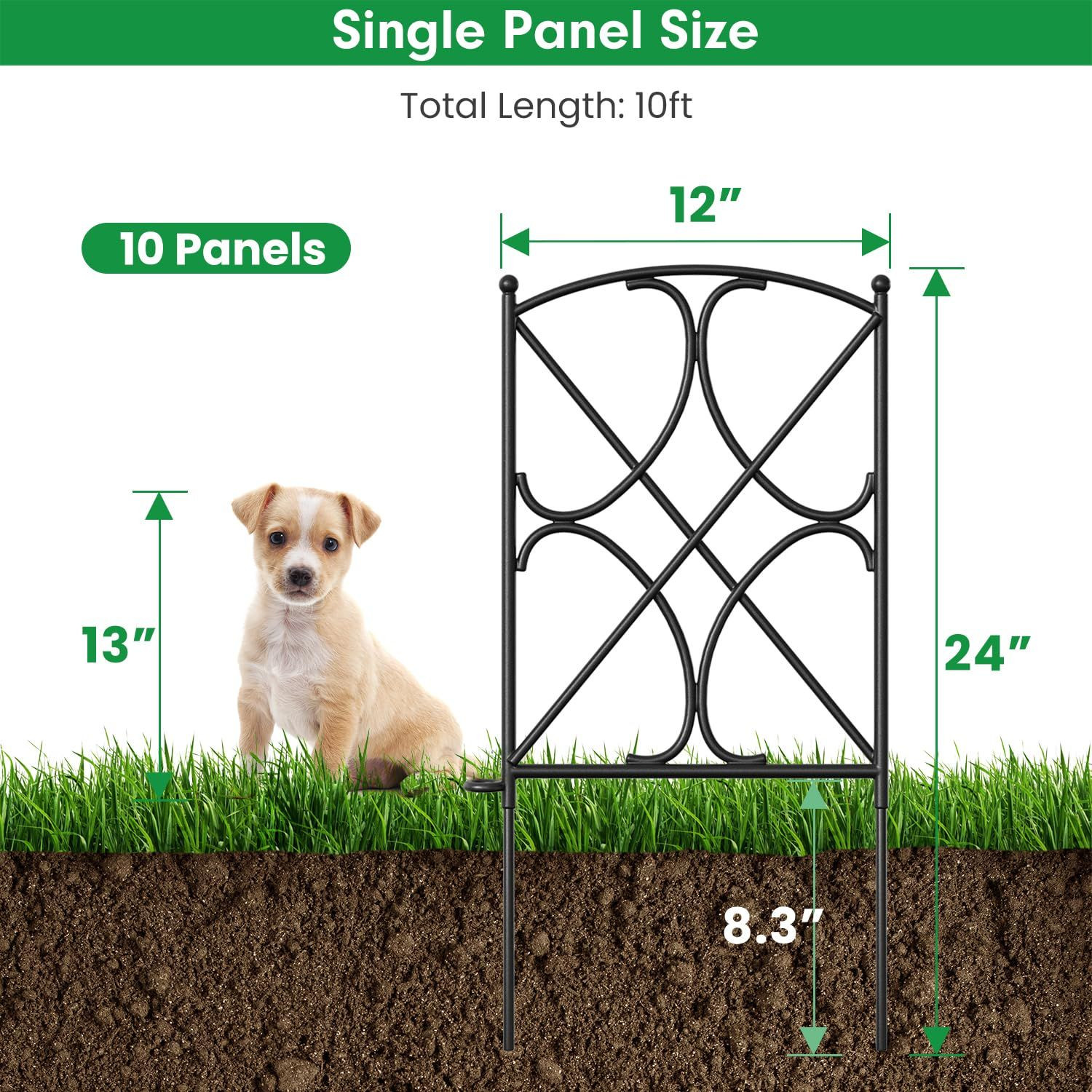 AMAGABELI GARDEN & HOME 10 Panels 24in(H) X 10ft(L), Black Diamond
