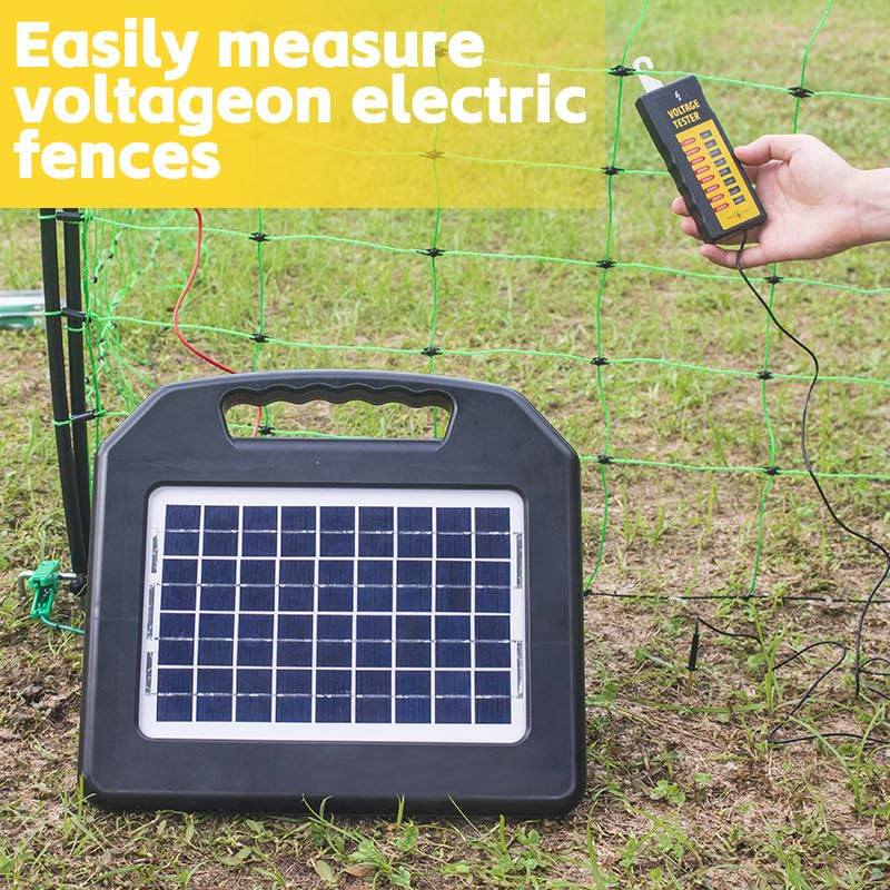 Electric Fence Tester & Voltage Detector 2000V-12,000V Wide Range with 8 Neon Li