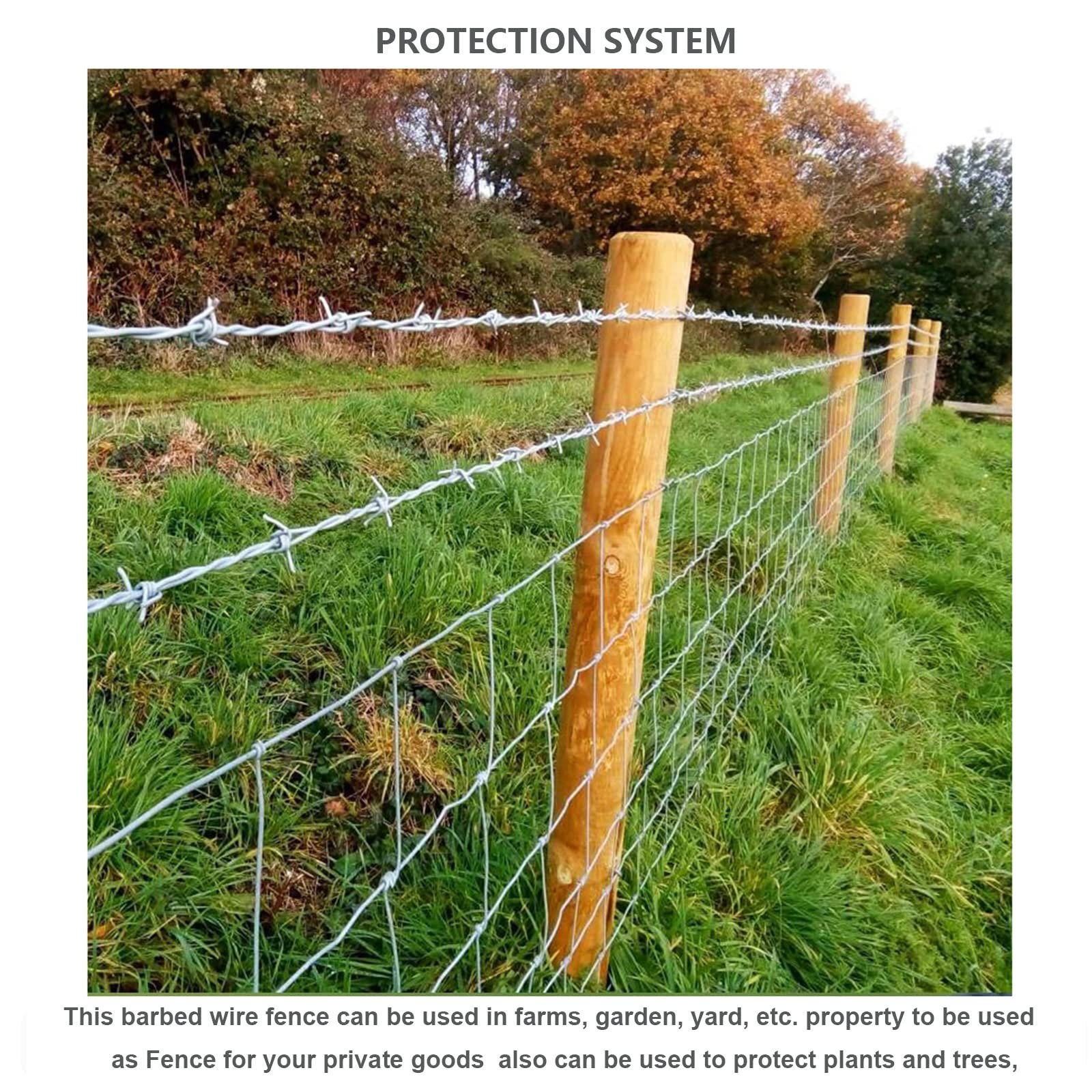 YAGJIA Barbed Wire 50 Ft, 4 Point Barbed Wire Fence, Hot-Dip Galvanized Barb …