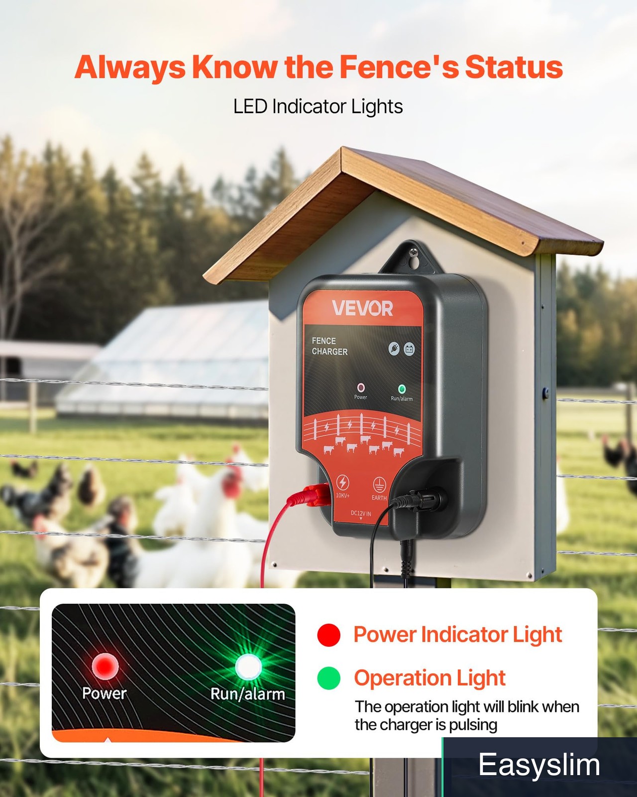 Electric Fence Charger 10kV 2 Joule AC DC Solar Power LED Indicator