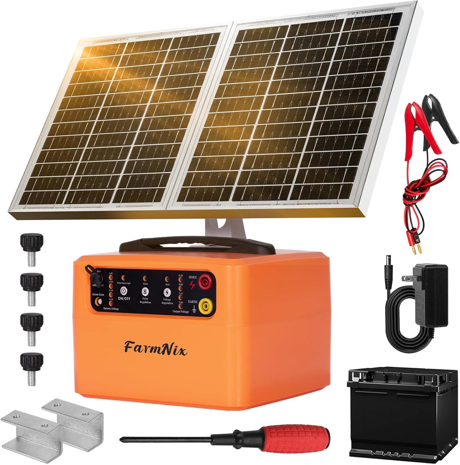 30 Miles 15W Solar Electric Fence Charger Fence Energizer for Livestock 6-12KV