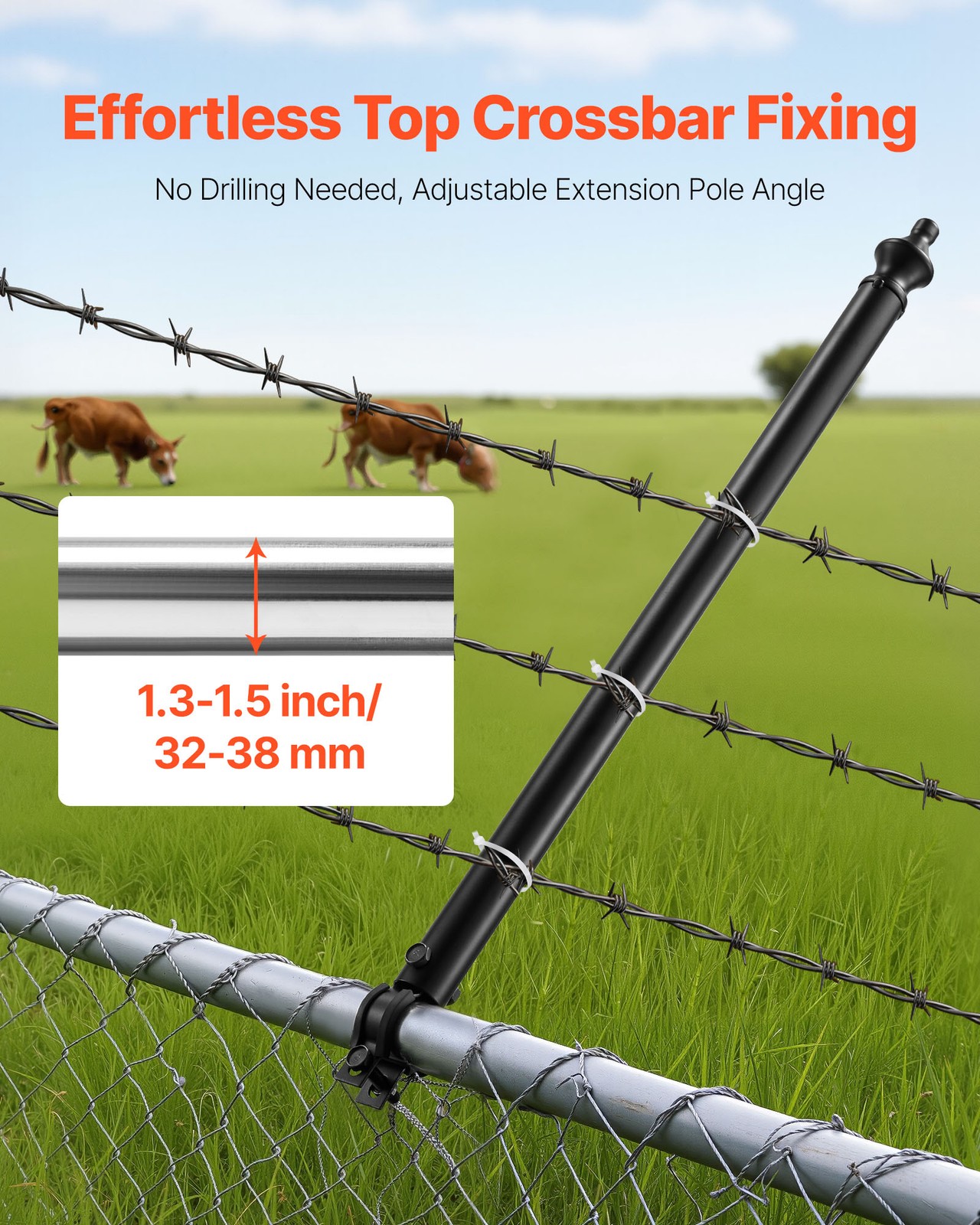 VEVOR 9Pack 27.4 in Galvanized Steel Chain Link Fence Extender for 1.3″-1.5″