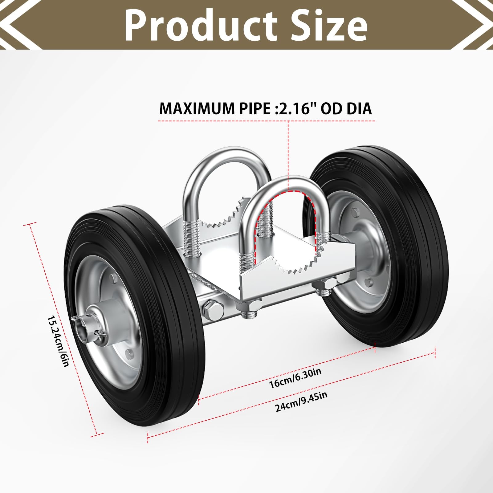 6″Rolling Gate Wheel Carrier Driveway Heavy Duty Steel Rolling Gate Rubber Wheel