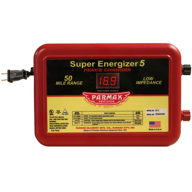 Parmak SE-5/4 Electric Fence Charger, 1.5 to 6.3 J Output Energy, 110/120 V