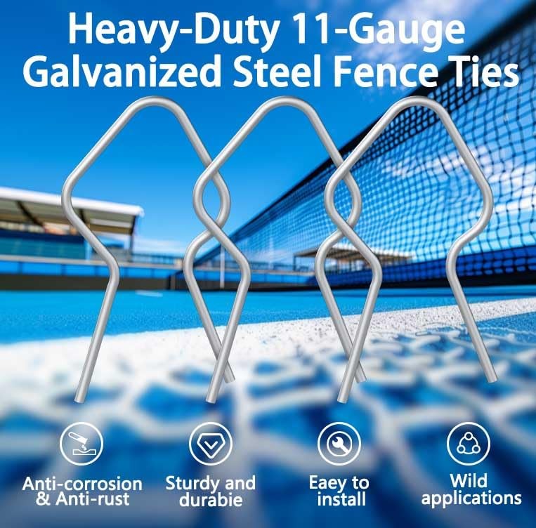 400 Pcs T Post Fence Clips 11 Gauge Galvanized Steel Wire Ties with Drill Chuck