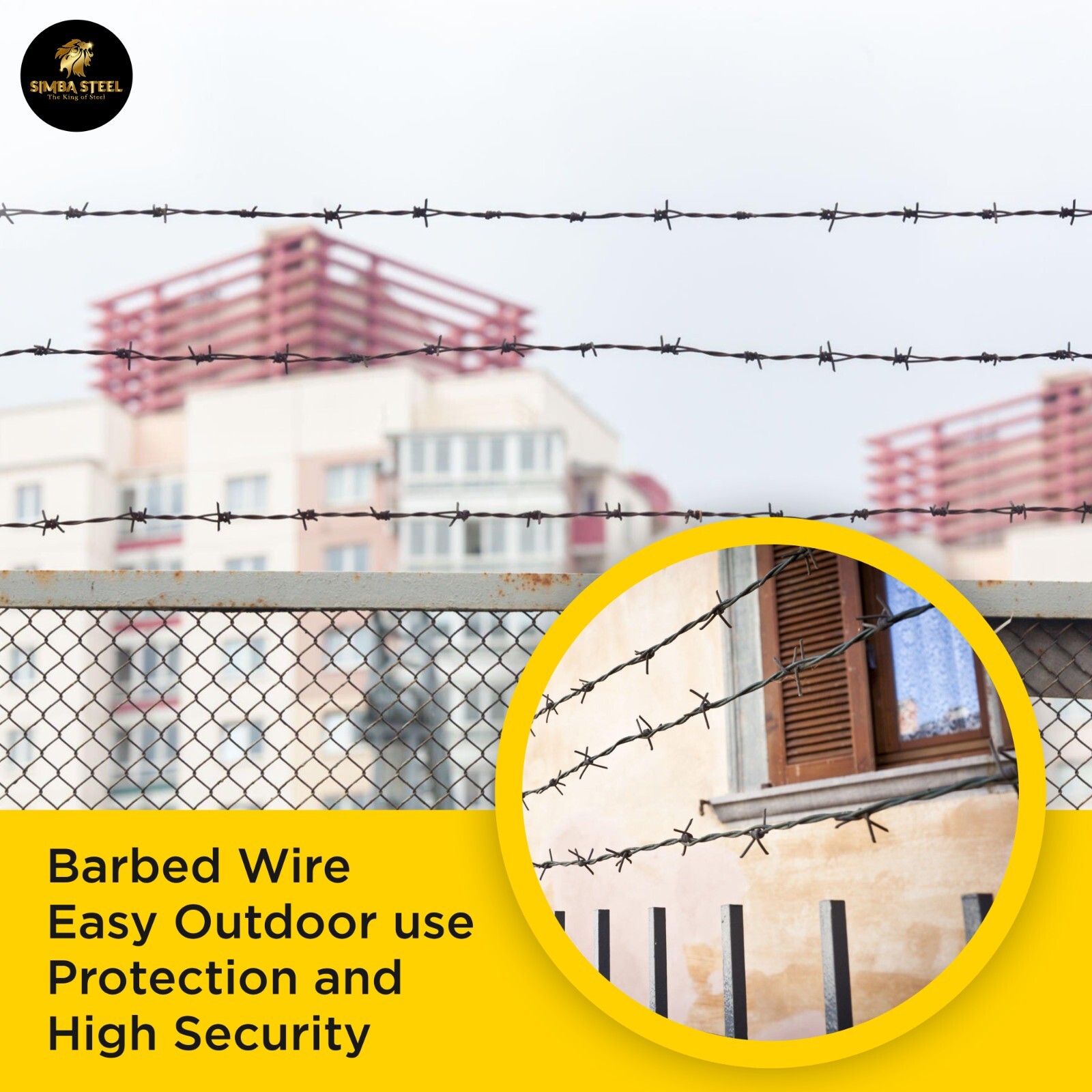 4-Point Barbed Wire Roll | 5″ Spacing, 16 Ga | 328 FT – 330 FT (100m) SIMBASTEEL