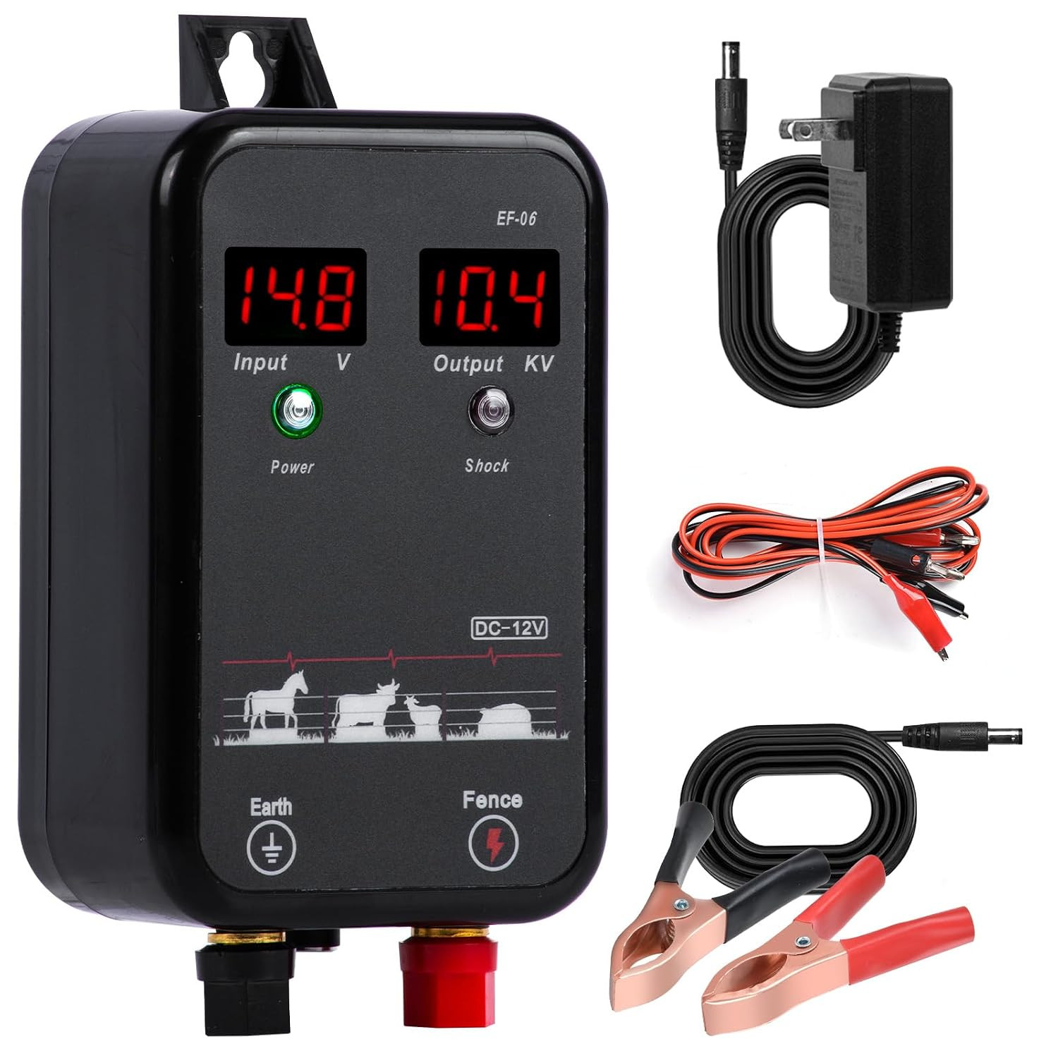 5 Miles Electric Fence Charger,10Kv 1J DC AC Electric Fence Energizer with LED I