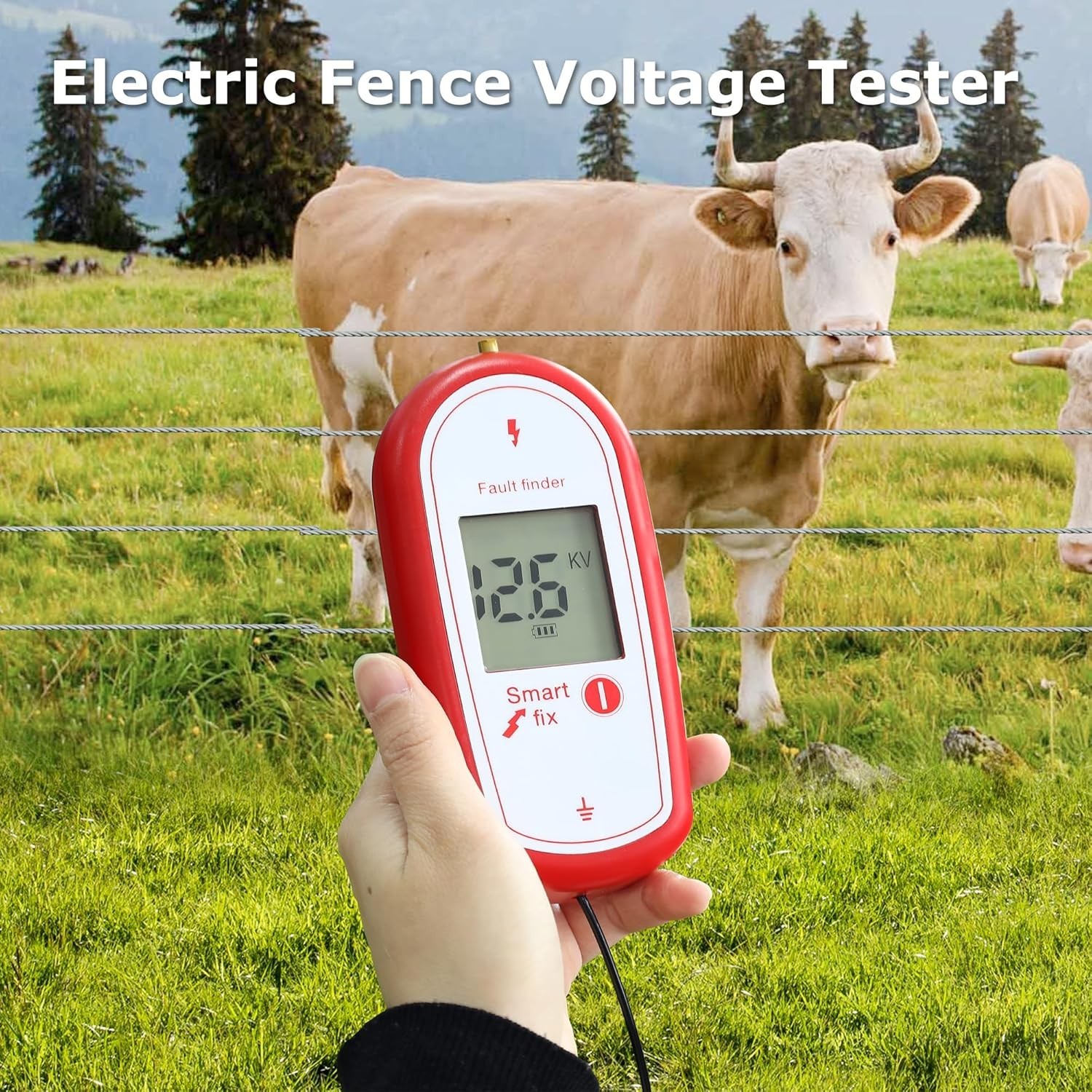 Electric Fence Voltage Tester, Handheld Fence Fault Finder Fence Tester for Farm