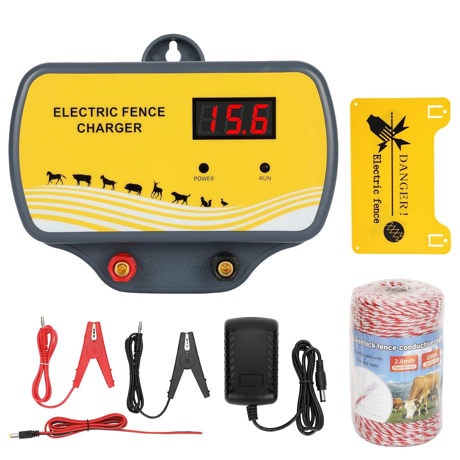 Electric Fence Charger 12V Input to 12KV Output, 2 Joule, 120 Acre
