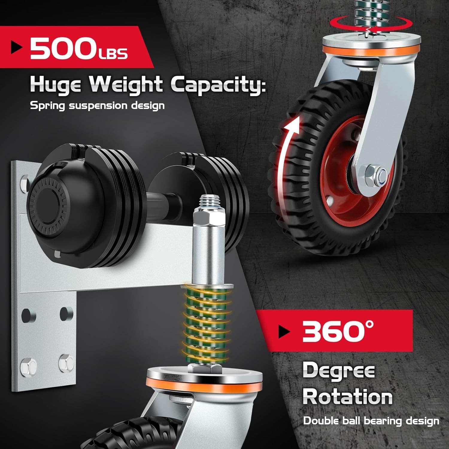 6 Inch Heavy-Duty Gate Wheel 600lb Capacity with 360Â° Rotation – Easy Install