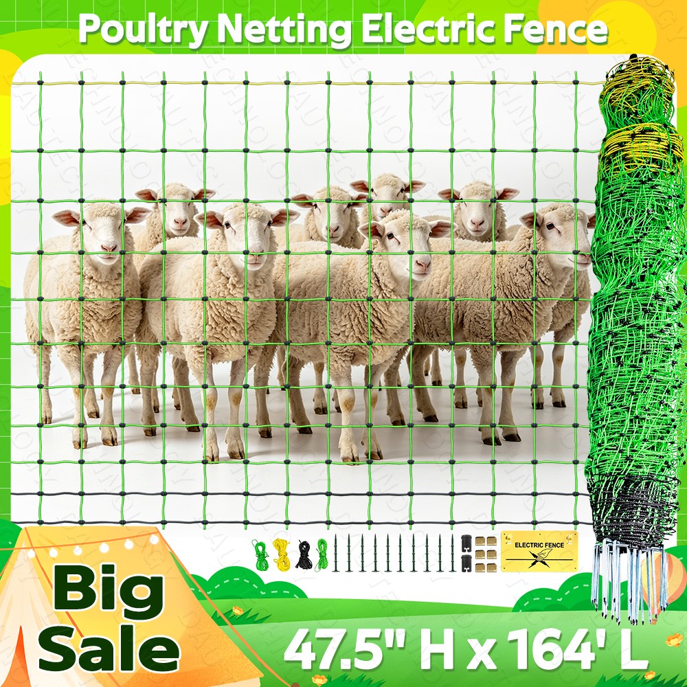47.5″H x 164’L Electric Poultry Netting,Livestock Mesh Fence for Chickens, Ducks