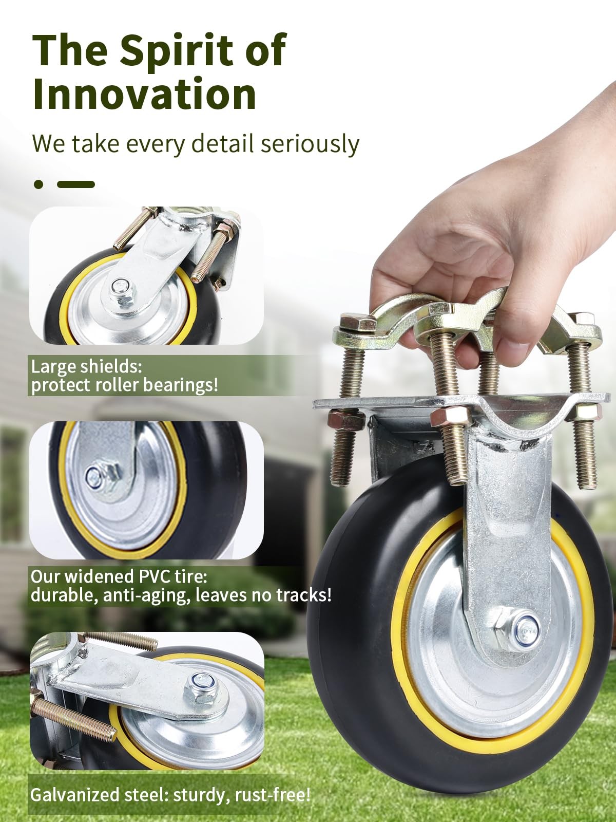 Gate Wheels for Metal Tube Gate – 6″ Farm Gate Wheel for Metal Swing Gate Fen…