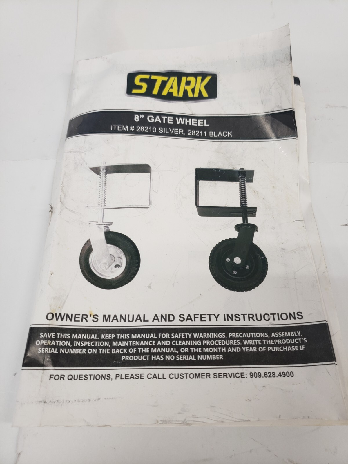 Stark 28211 Gate Wheel w/ Suspension 210-Lb. Capacity 8in. Pneumatic Tire Black