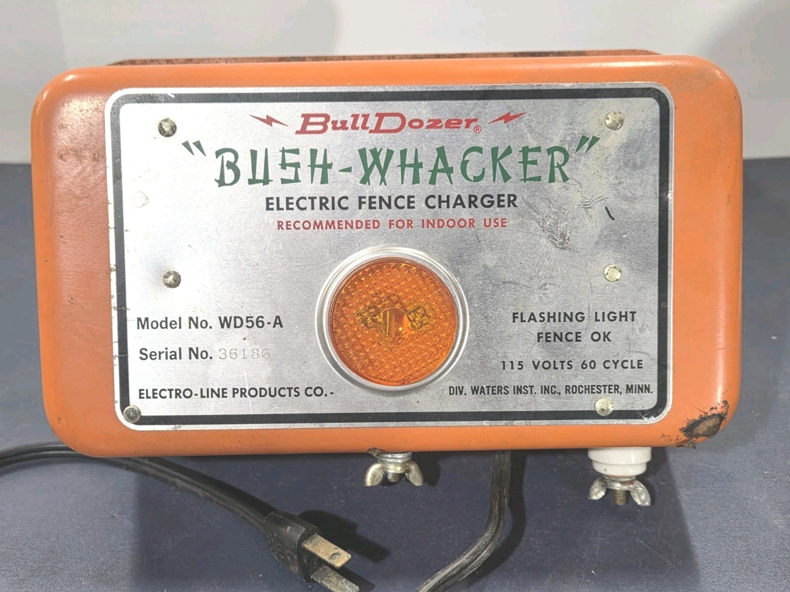 Vintage Bull Dozer WD56-A Bush-Whacker Electric Fence Charger Controller USA