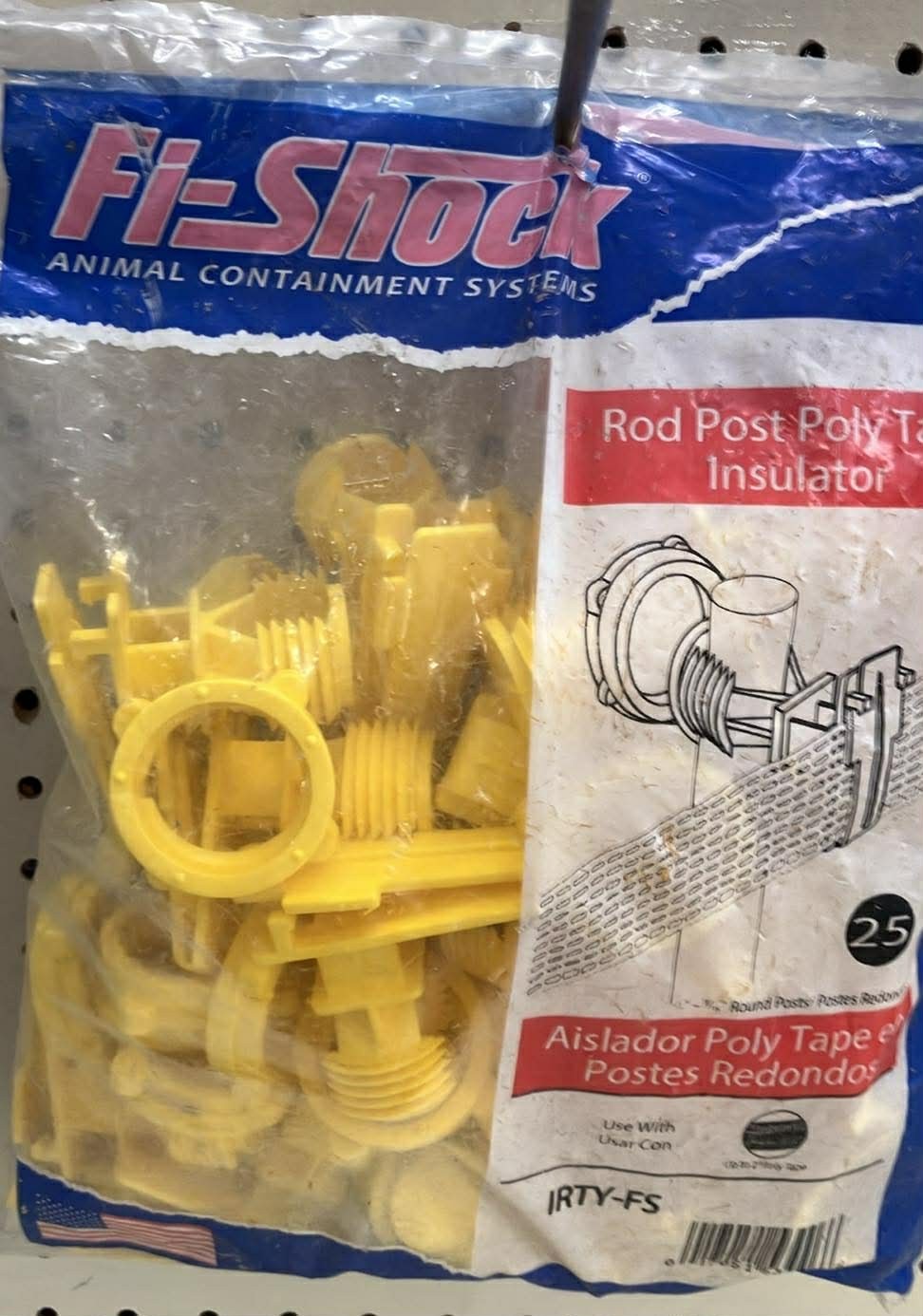 Fi-Shock IRTY-FS Rod Post Poly Tape Insulator – Yellow – 25 Pack USA Made NEW!