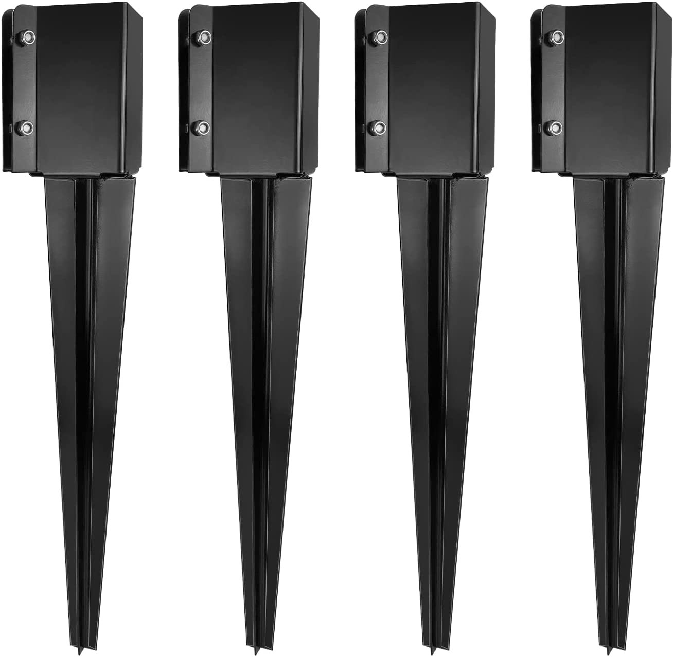 Fence Post Anchor Ground Spike Metal Stakes 4-Pack – 24 x 4 x 4 Lumber