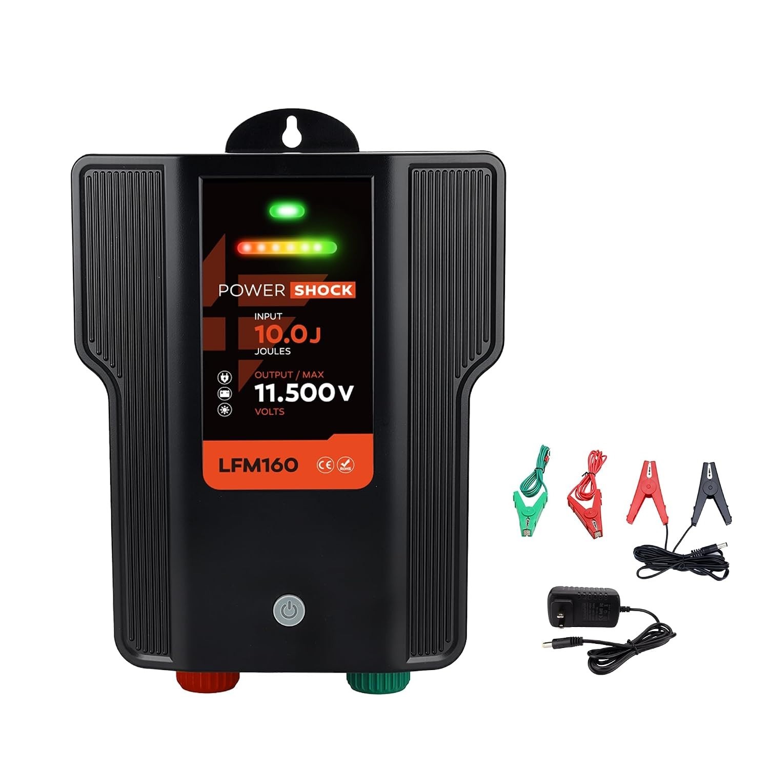 Electric Fence Charger AC DC Powered 65 Miles 200 Acres 110 Volt 10 Joule PlugIn