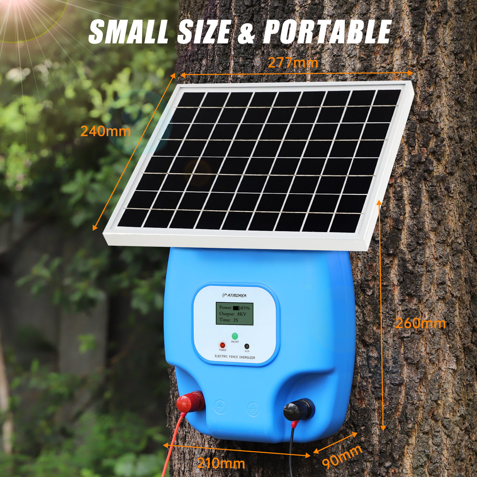 1.5J 8KV Solar Powered Fence Charger 5W Electric Fence Energizer for Livestock