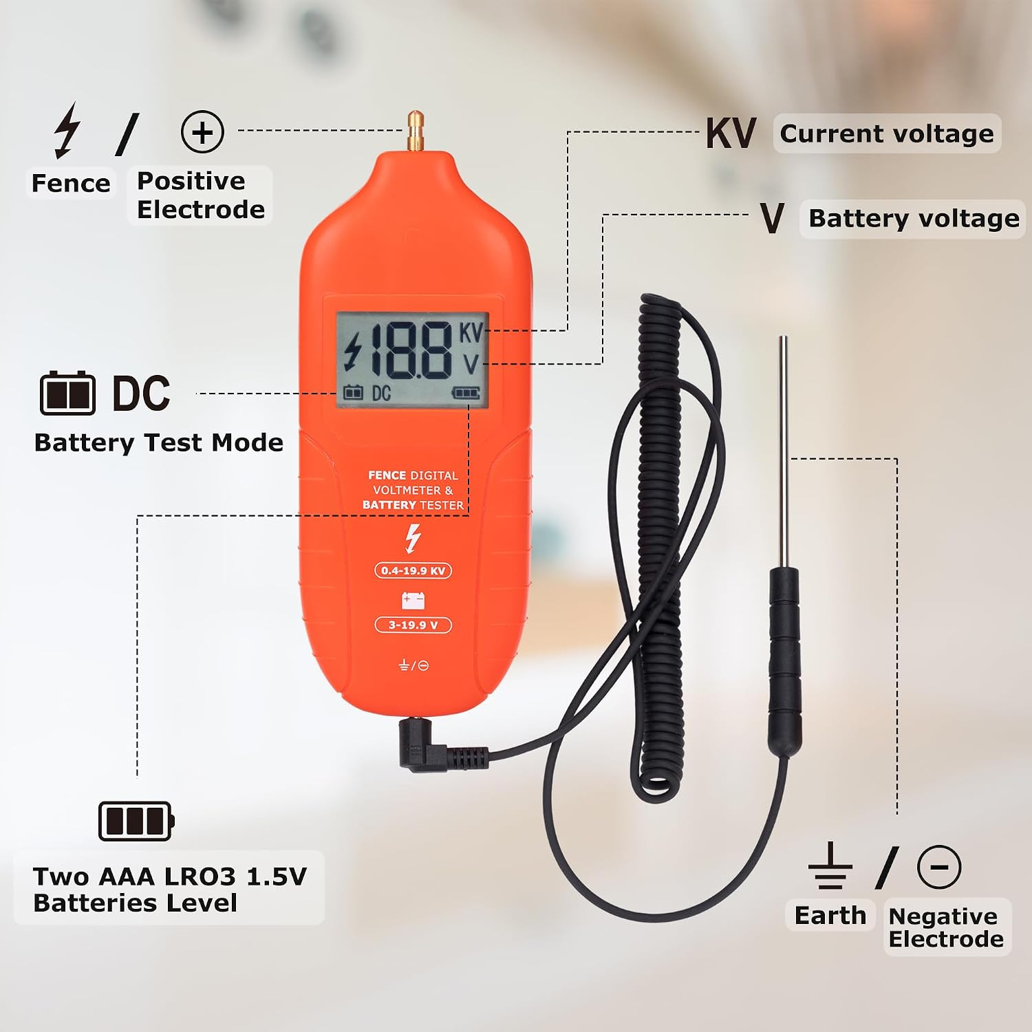 Electric Fence Tester Fault Finder Digital Electric Fence Voltage Tester Max 19.