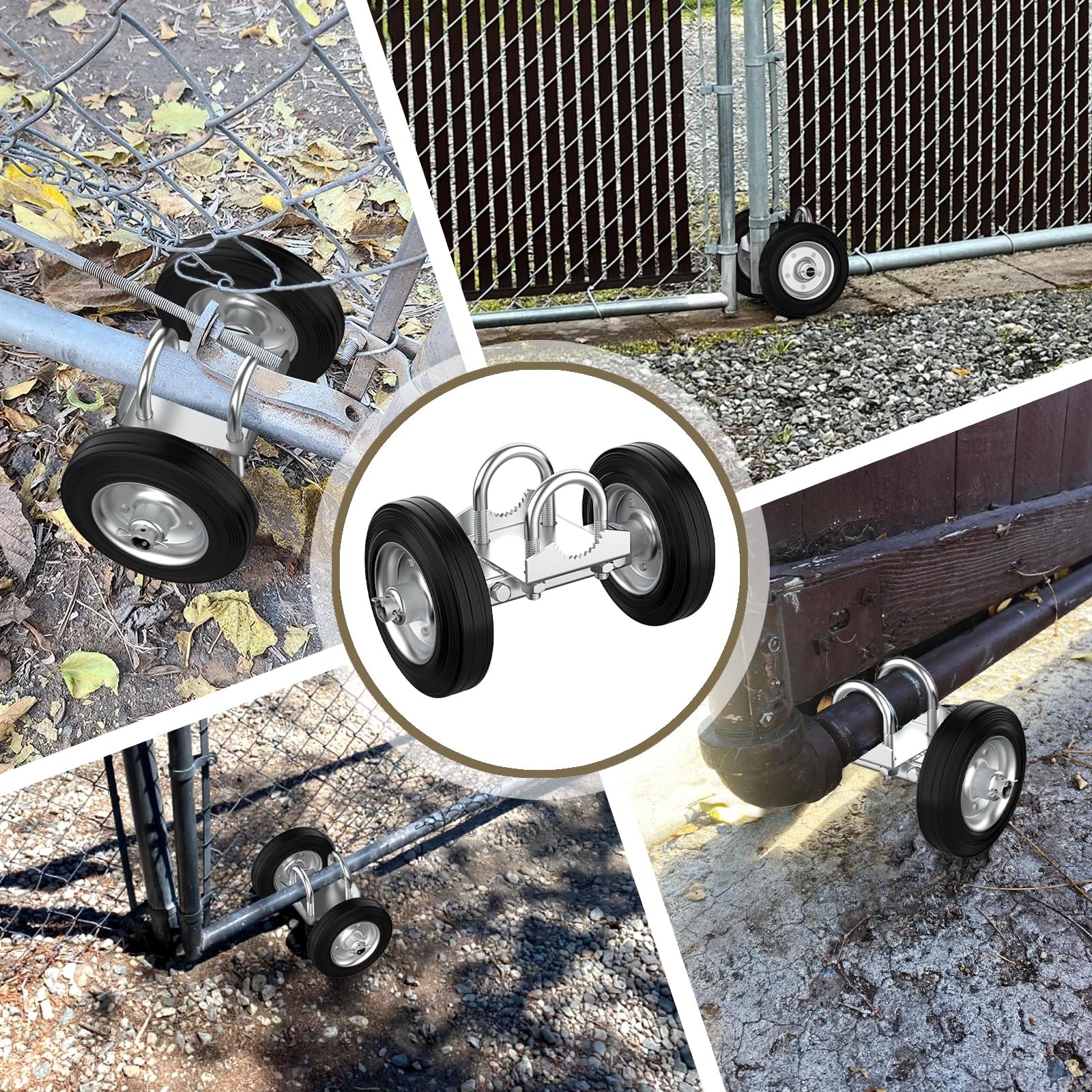 6″Rolling Gate Wheel Carrier Driveway Heavy Duty Steel Rolling Gate Rubber Wheel