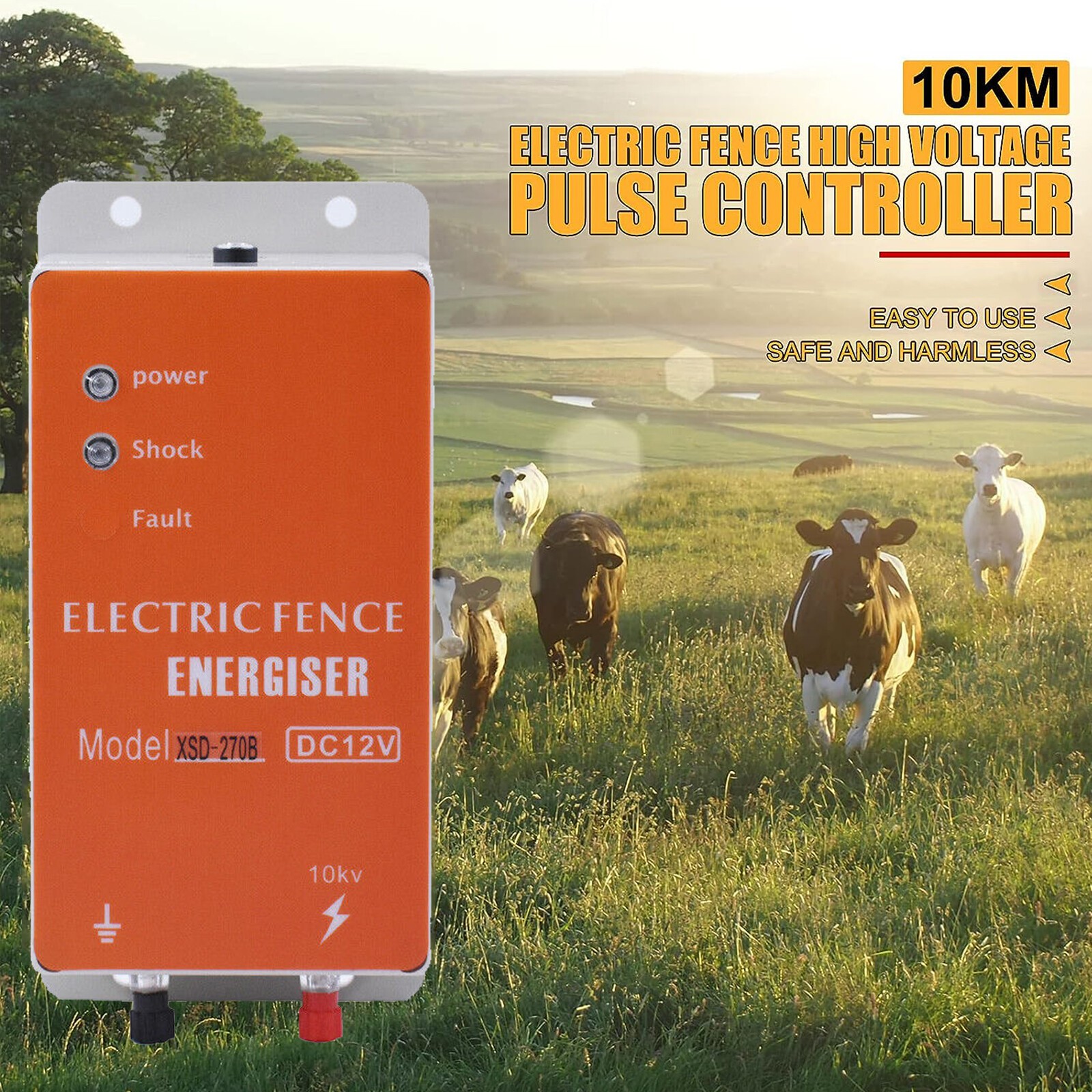 Electric Fence Charger 10KV Output 10KM Range for Farm Animal Security Control