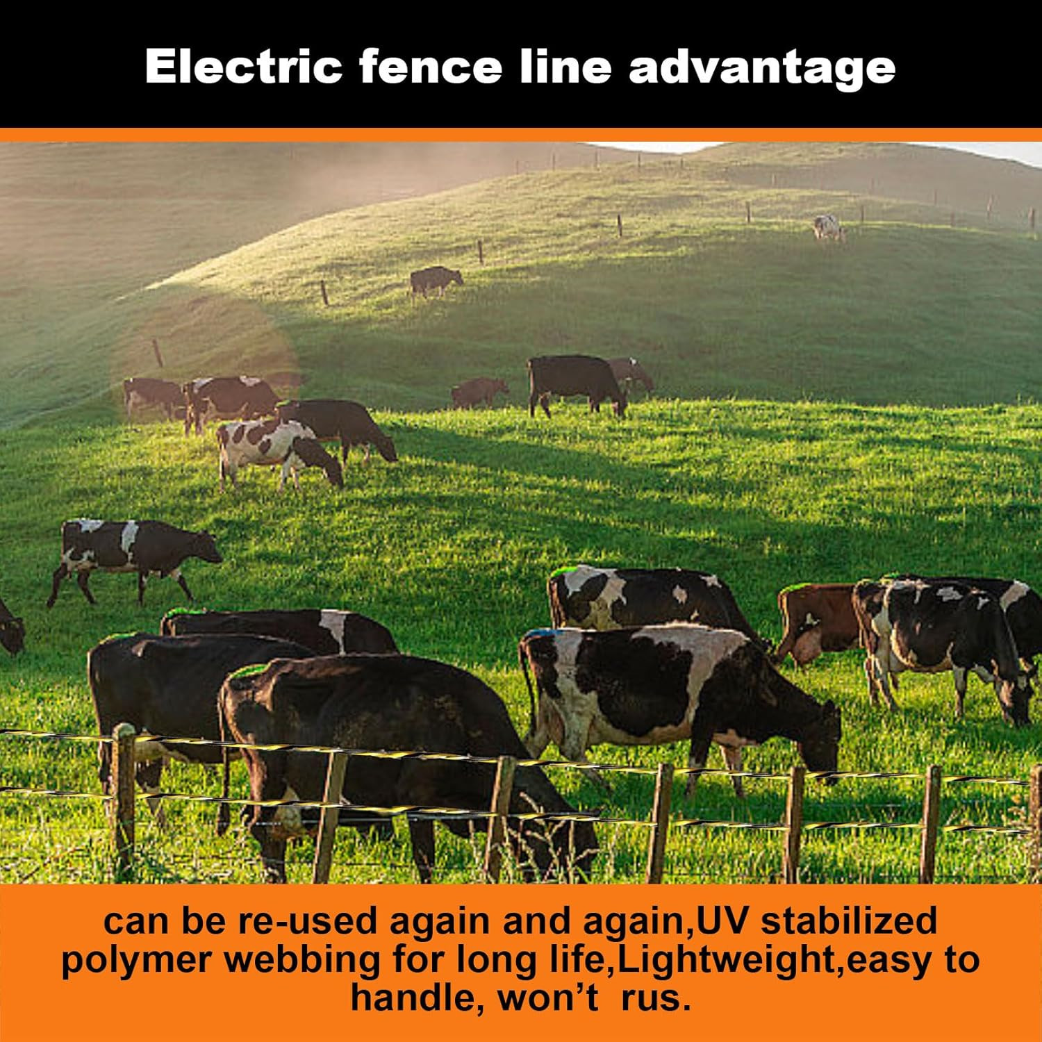 Upgraded Electric Fence Polywire 3366 Feet 1026 Meters,1/8 Diameter Portable Ele