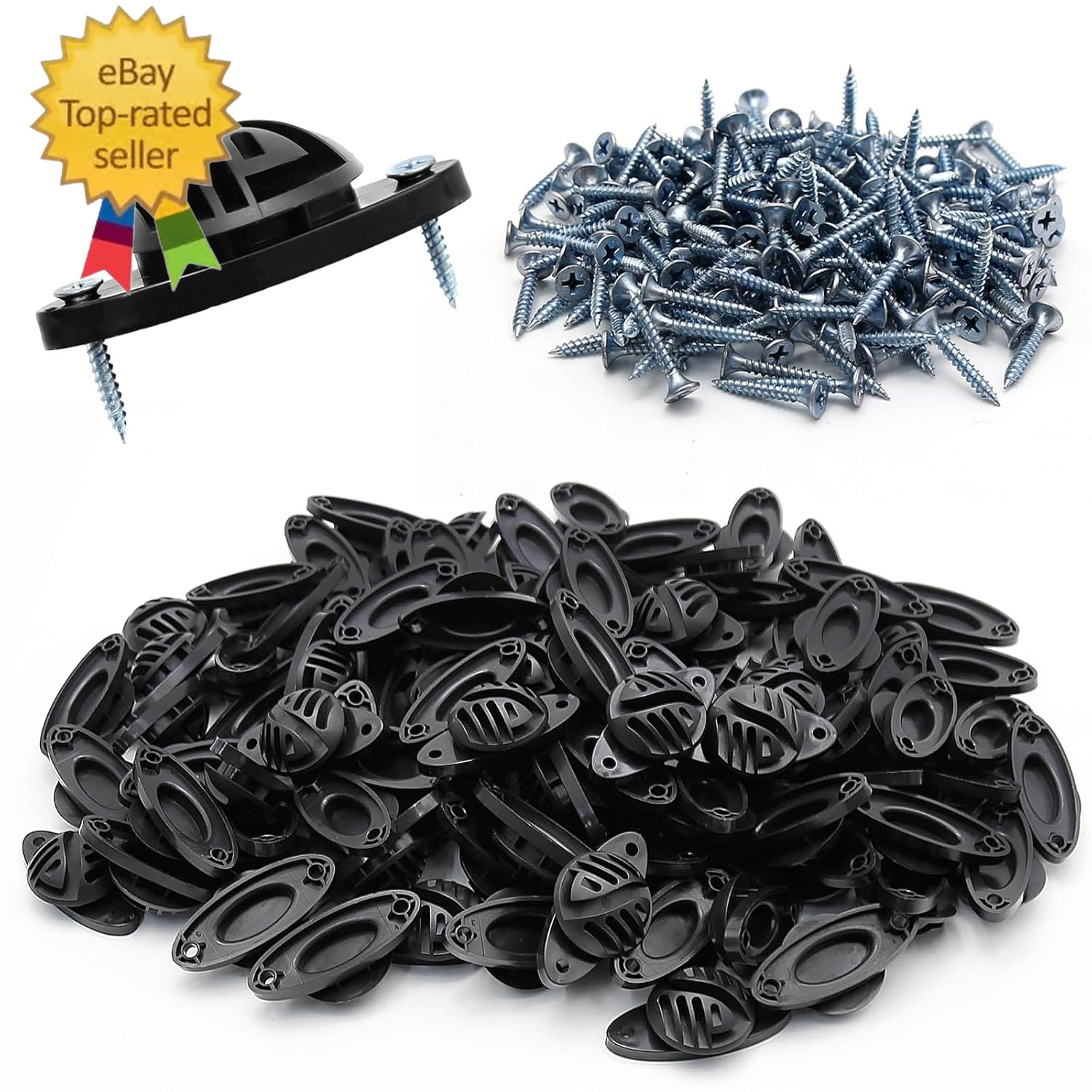 100 PCS Electric Fence Insulator with Screws, Black Wood Post Polywire