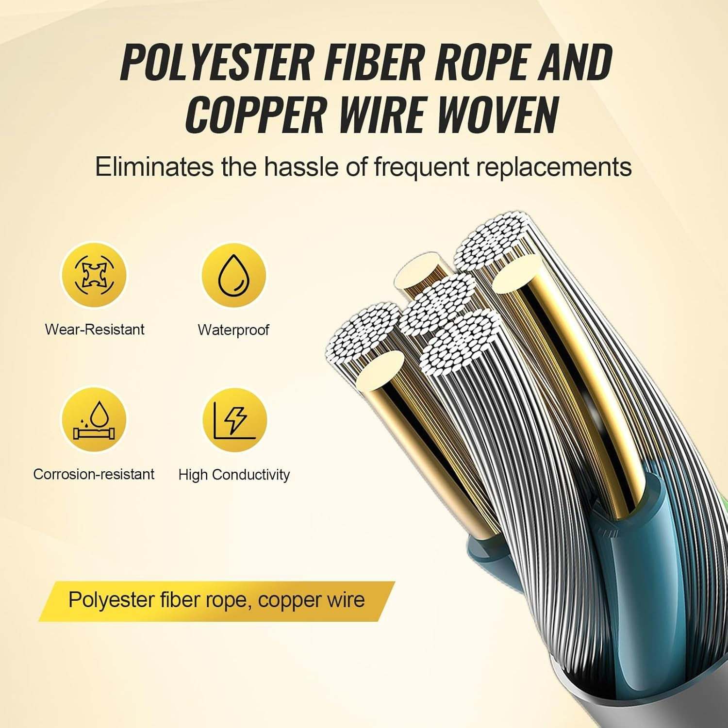 Electric Fence Wire, 1000Ft 305M Portable Polywire, 1/4″ Diameter 2 Copper