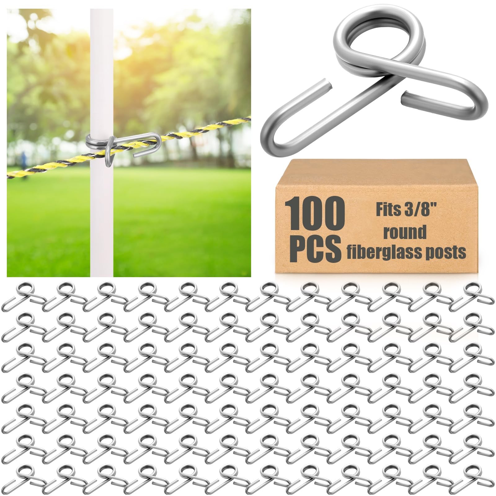 100 Pcs Stainless Steel Fiberglass Fence Post Clip Heavy Duty Wire Fasteners …