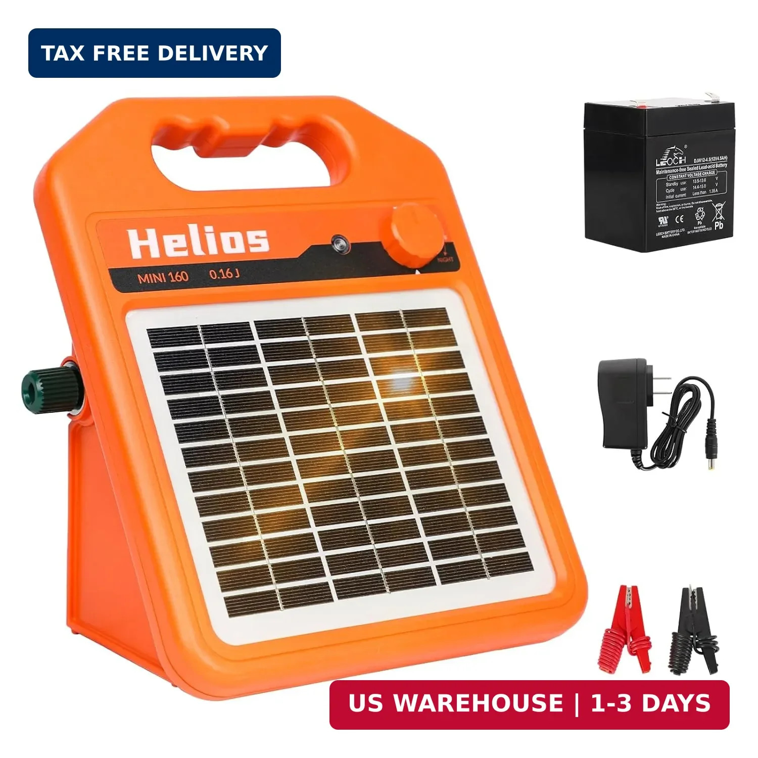 MINI160 2 Miles Solar Fence Charger, 0.16 Joule Solar Electric Fence Charger for
