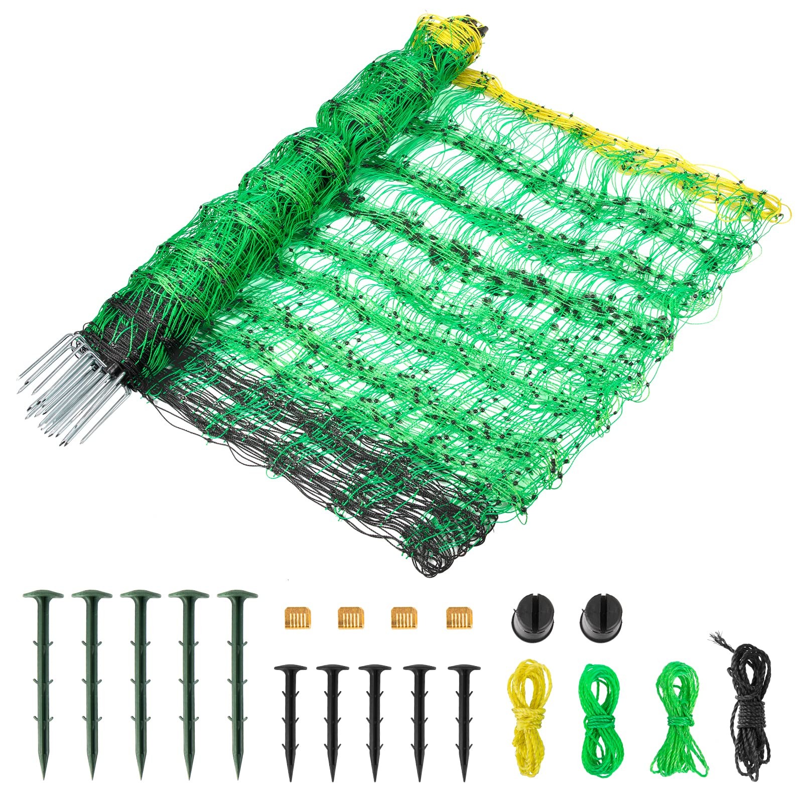 Electric Fence Netting, 49.6″ H x 164′ L, PE Net Fencing Kit with 14 Posts Do…