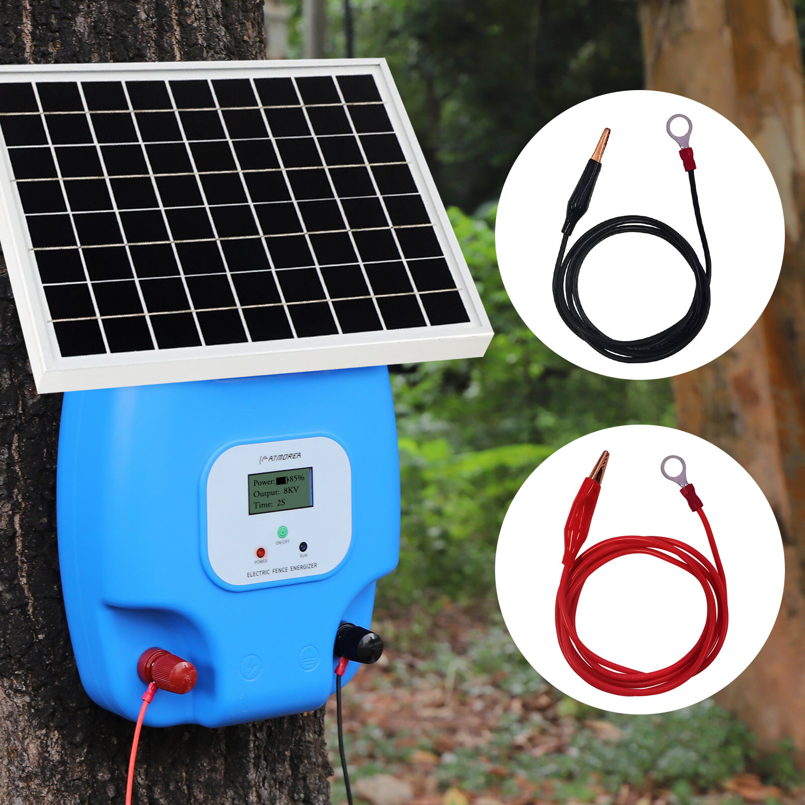 1.5J 8KV Solar Powered Fence Charger 5W Electric Fence Energizer for Livestock