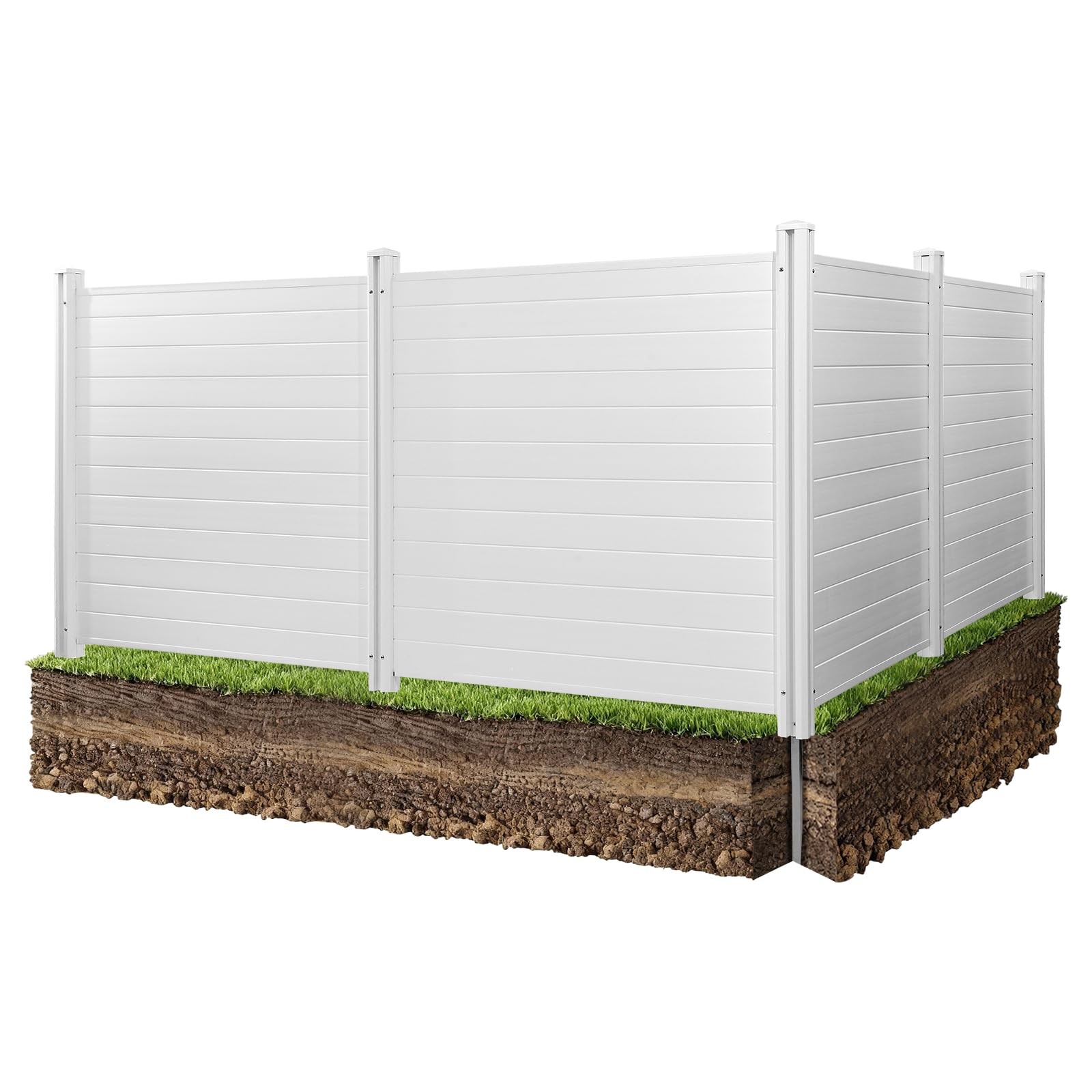 VEVOR Outdoor Privacy Screens, 50″ W x Horizontal-50″ x 50″(4-Panel), White