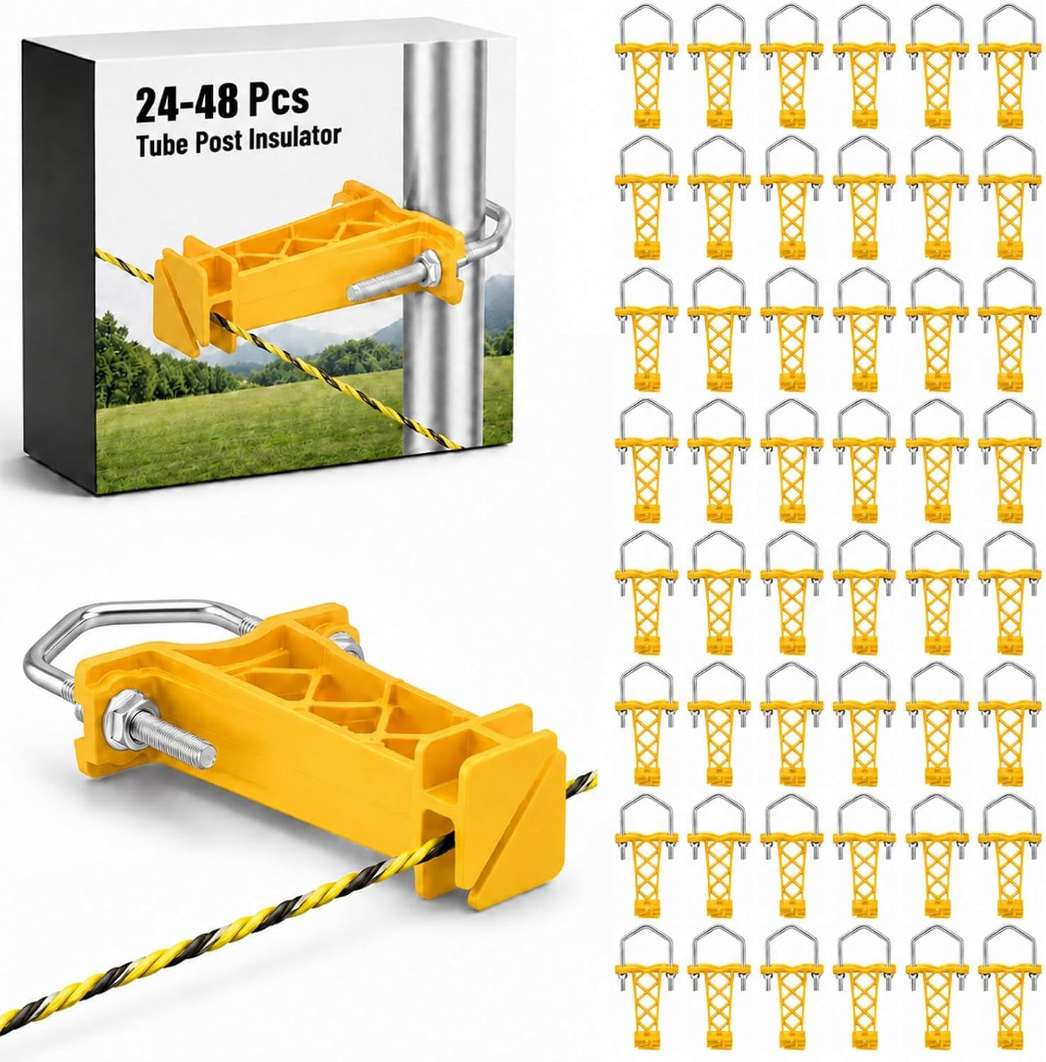 24 Pcs Tube Post Insulator, Electric Fence T Post Insulators for Electric Fence