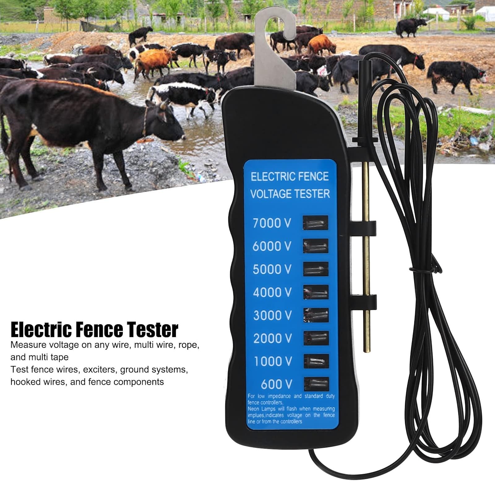7000V Electric Fence Tester ABS Eight Light Indicator