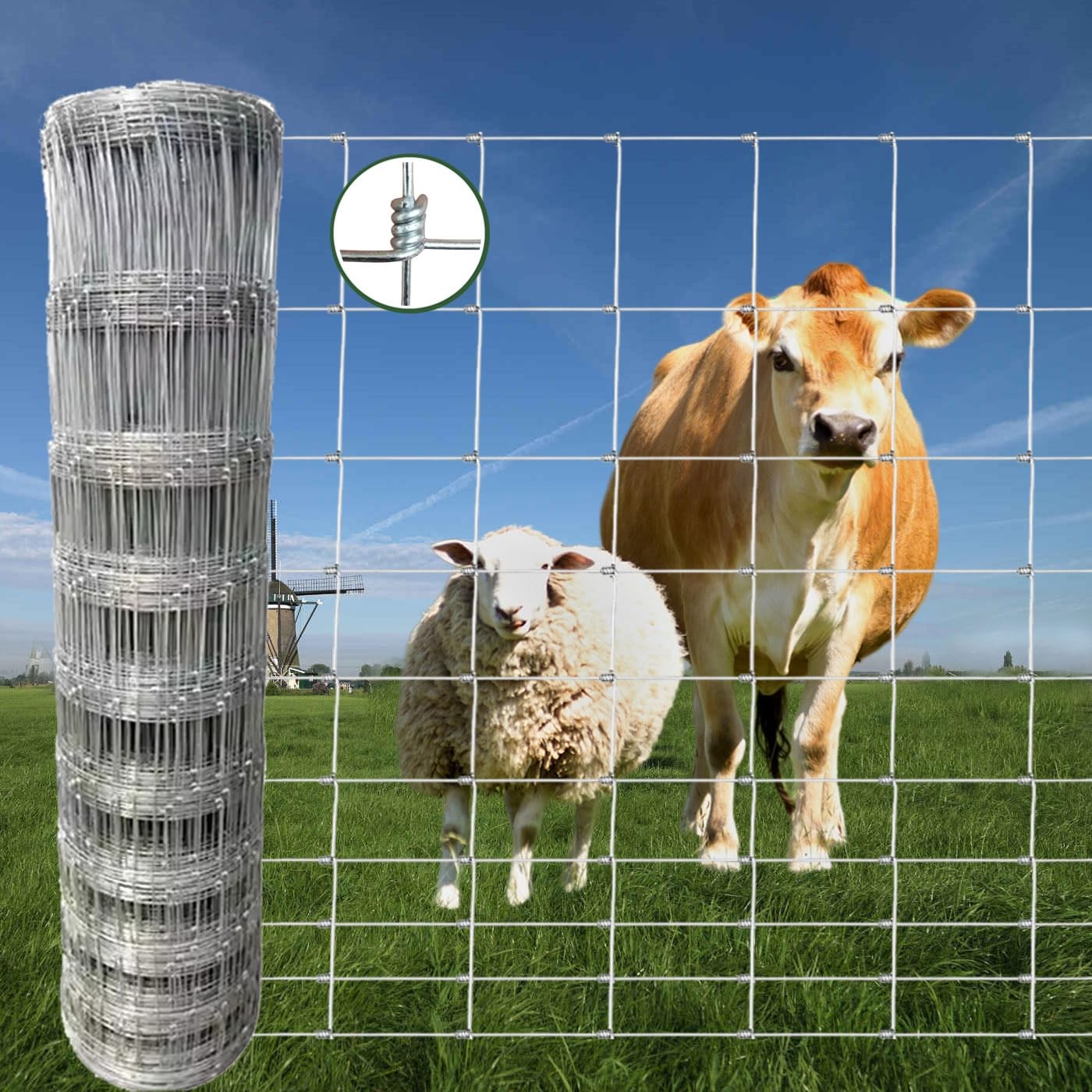 Farm Fence, 4ft x 164ft Galvanized Wire Fencing, Goat, Sheep 48inX164ft, Gray